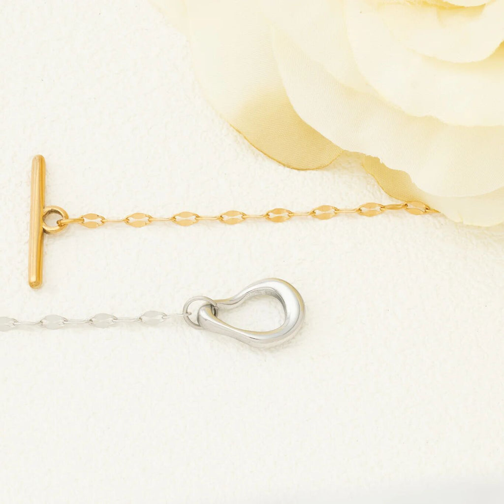 18K Gold PVD Stainless Steel Abstract Carabiner Bracelet- gold and silver studio