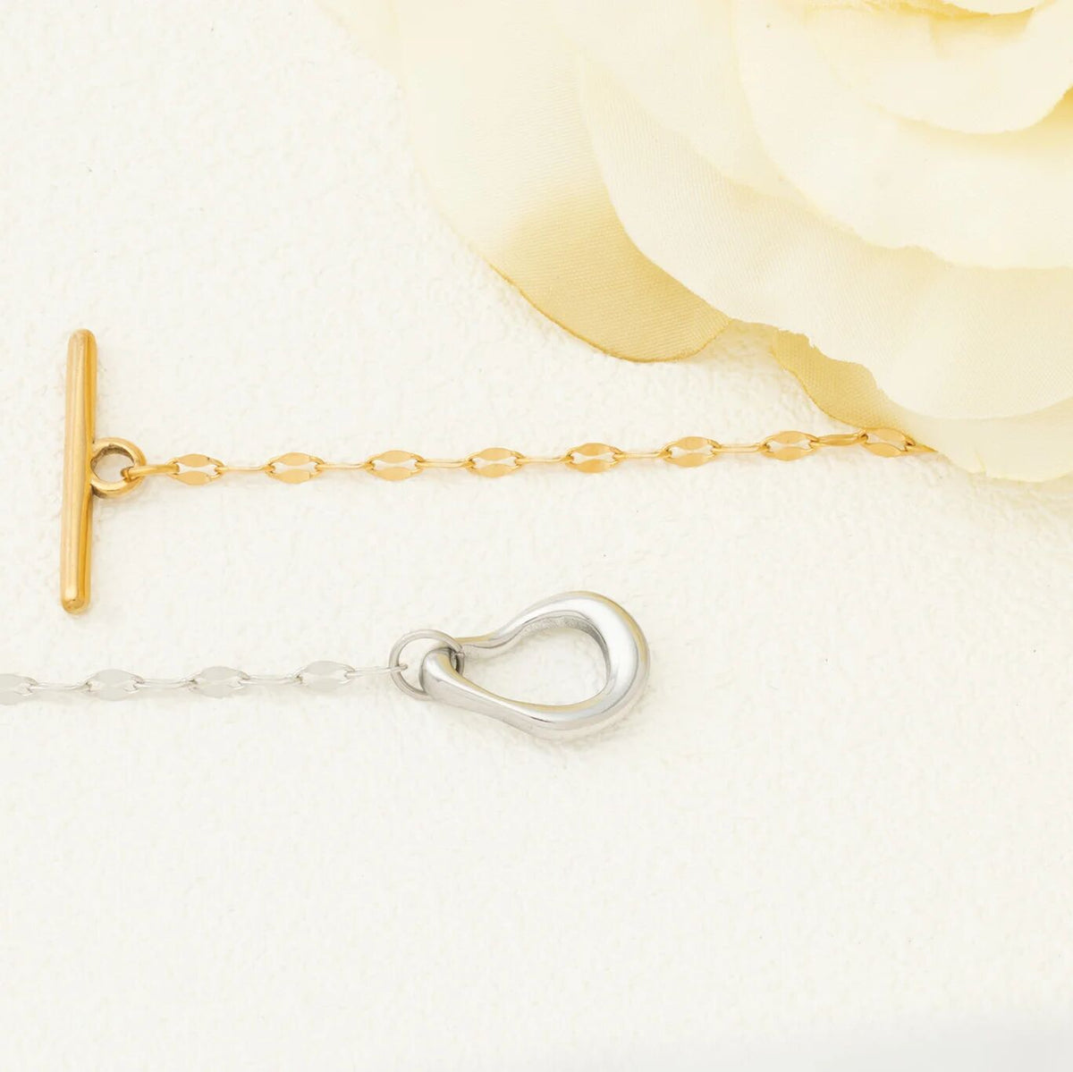 18K Gold PVD Stainless Steel Abstract Carabiner Bracelet- gold and silver studio