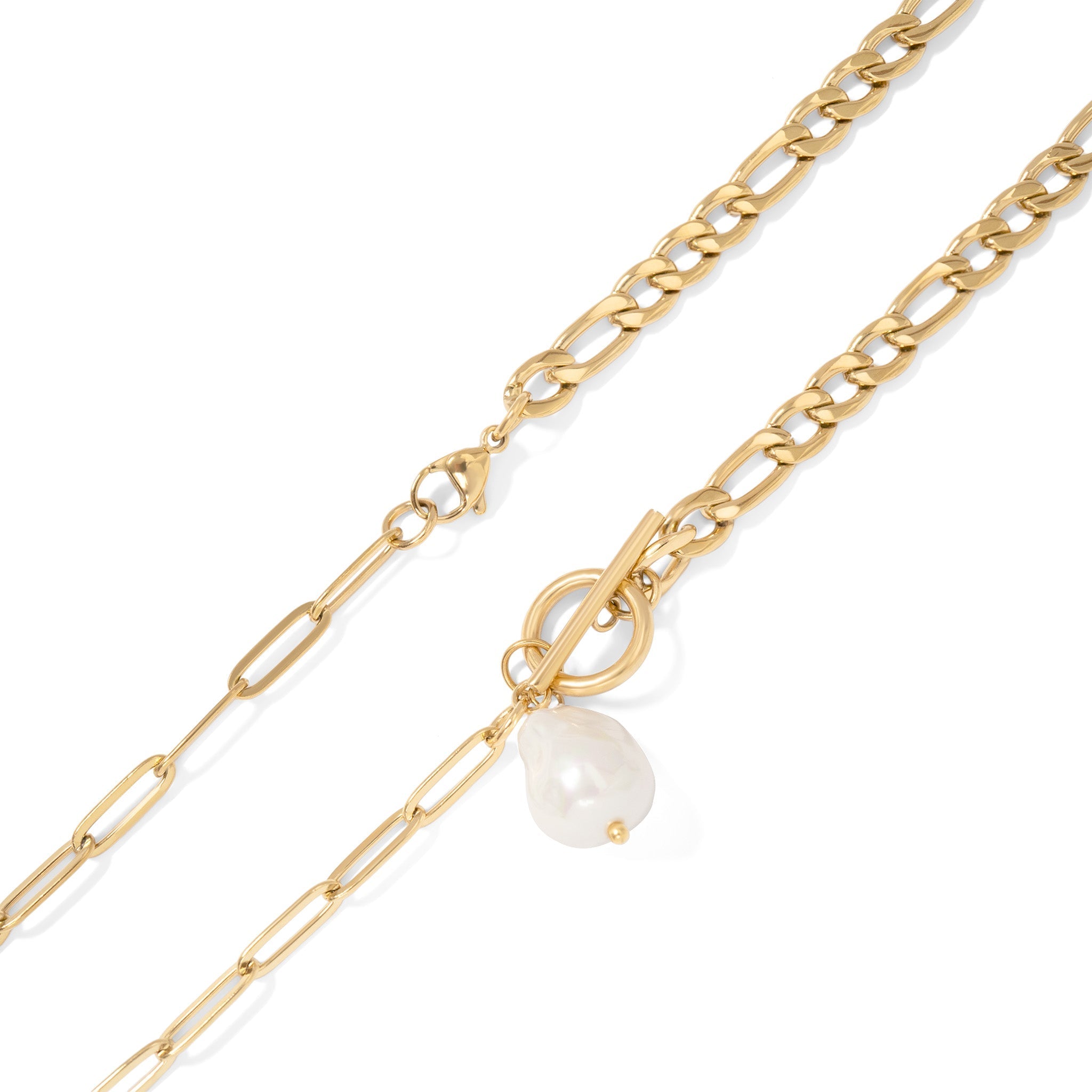 Gold Carabiner Necklace – 18K Gold Jewelry With Freshwater Pearl Pendant - Necklaces | Sunflower Soul Boutique