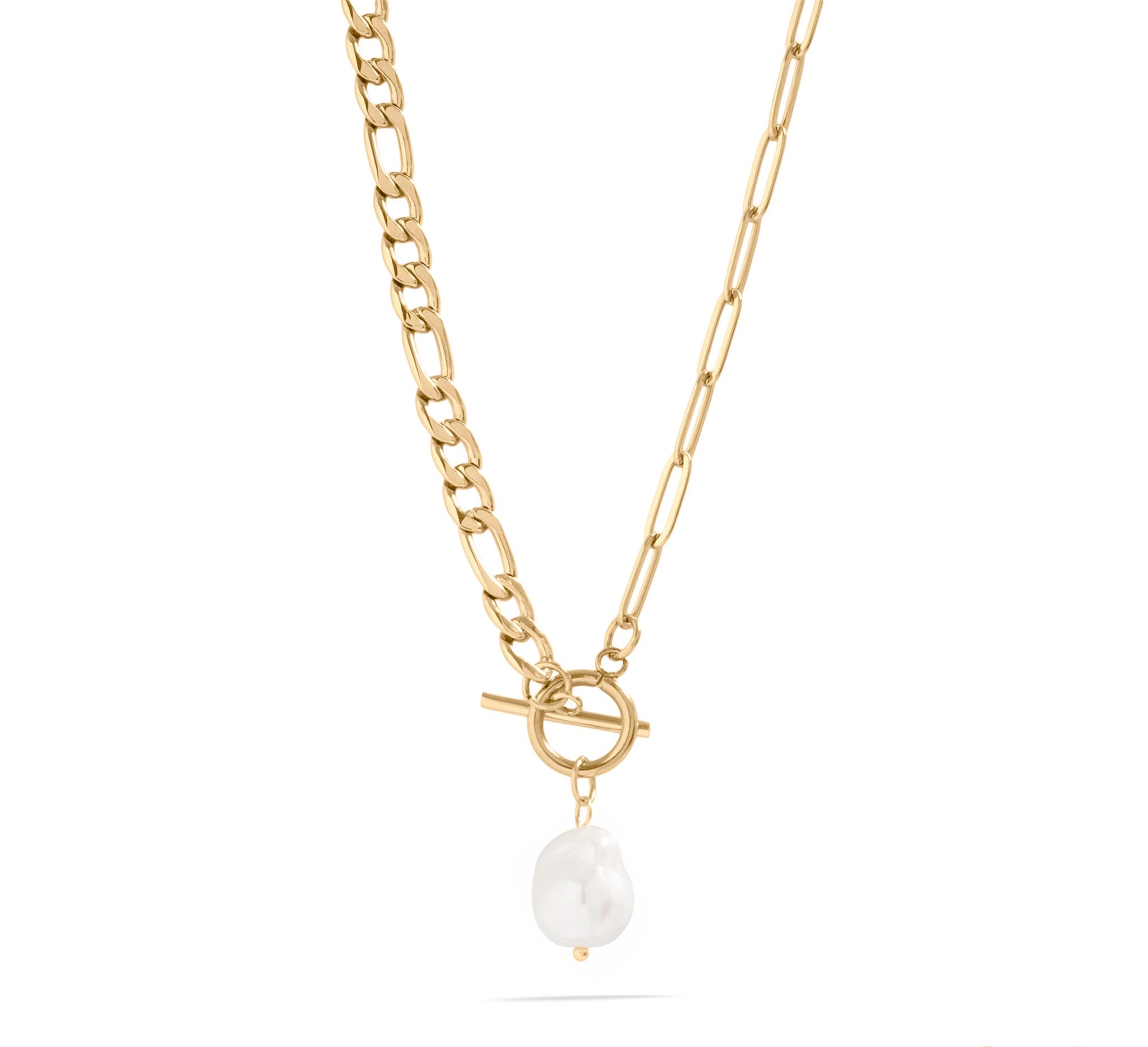 Gold Carabiner Necklace – 18K Gold Jewelry With Freshwater Pearl Pendant - Necklaces | Sunflower Soul Boutique