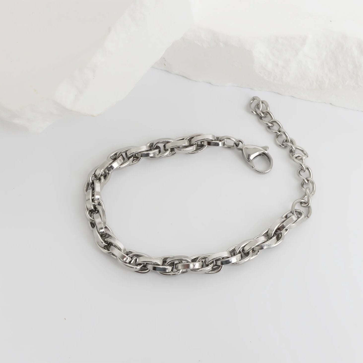 Gold Chain Bracelet - 18K Gold Plated Double Oval Link Adjustable Stainless Steel - Bracelets | Sunflower Soul Boutique