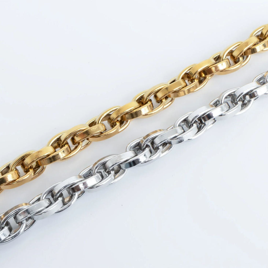 Gold Chain Bracelet - 18K Gold Plated Double Oval Link Adjustable Stainless Steel - Bracelets | Sunflower Soul Boutique