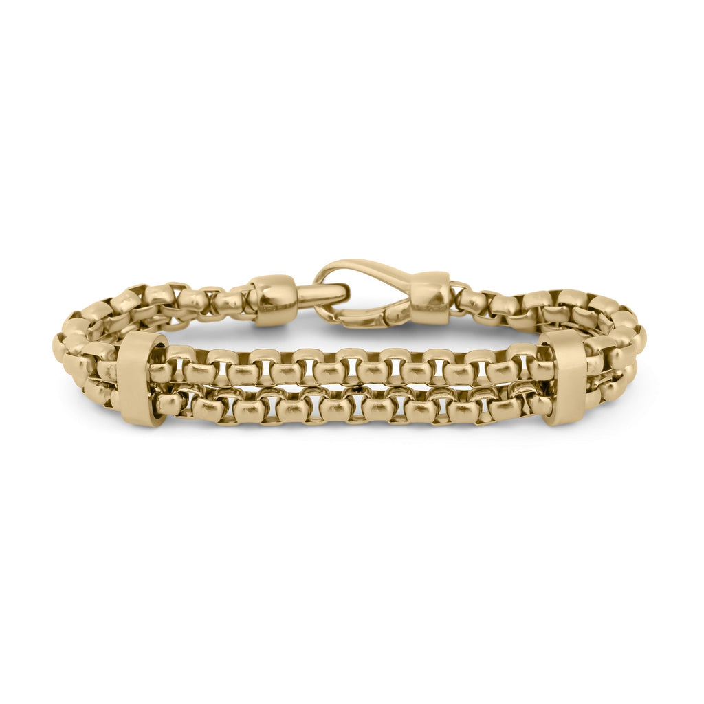 18K Gold PVD Double Chain Metal Clasp Bracelet- gold main clasp