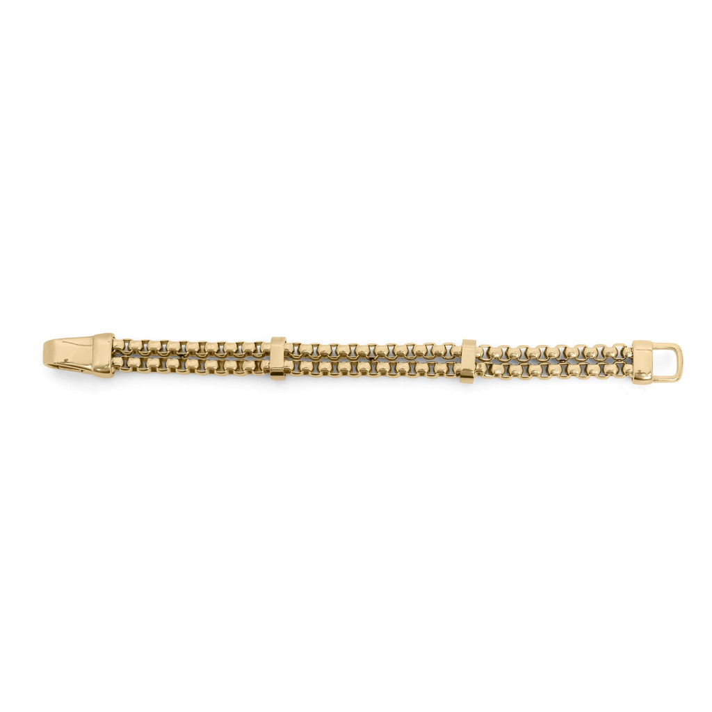 18K Gold PVD Double Chain Metal Clasp Bracelet- gold main flat lay