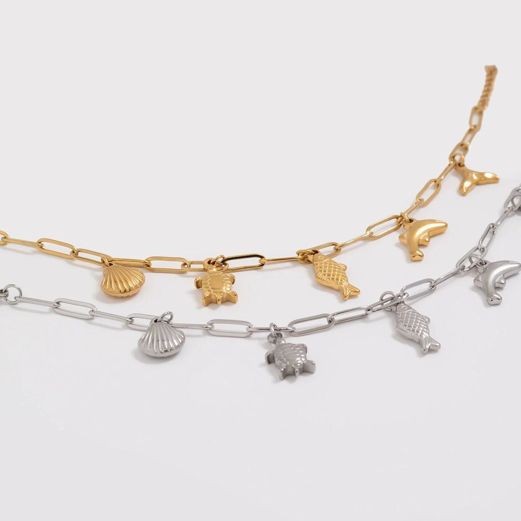 Gold Charm Bracelet – 18K PVD Stainless Steel Sea Charm Coastal Jewelry Gift - bracelet | Sunflower Soul Boutique