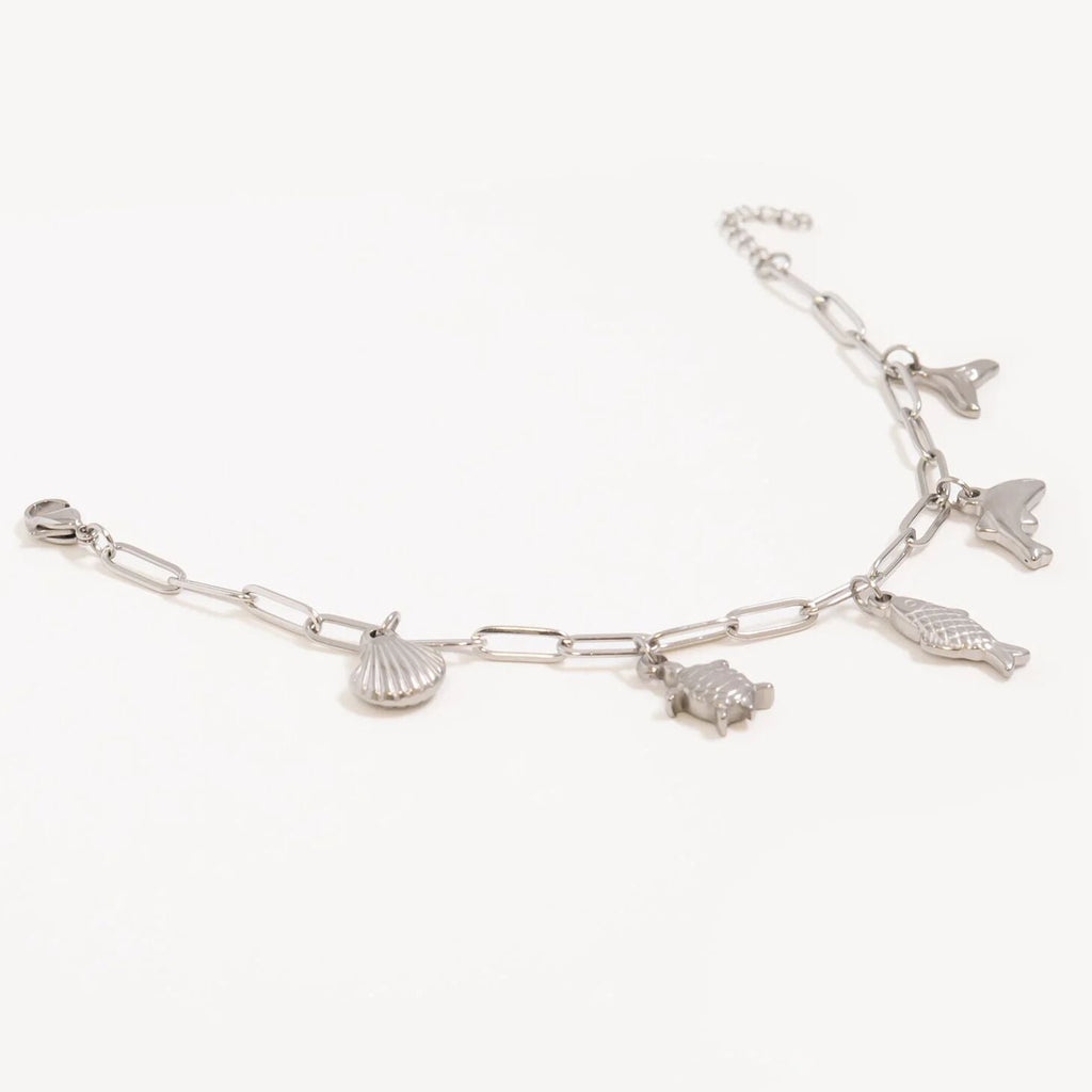 Gold Charm Bracelet – 18K PVD Stainless Steel Sea Charm Coastal Jewelry Gift - bracelet | Sunflower Soul Boutique