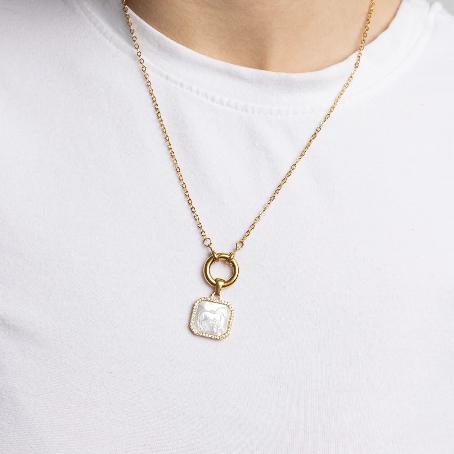 Gold Charm Holder Necklace – 18K Gold Plated Loop Chain | Durable Stainless Steel - Necklaces | Sunflower Soul Boutique