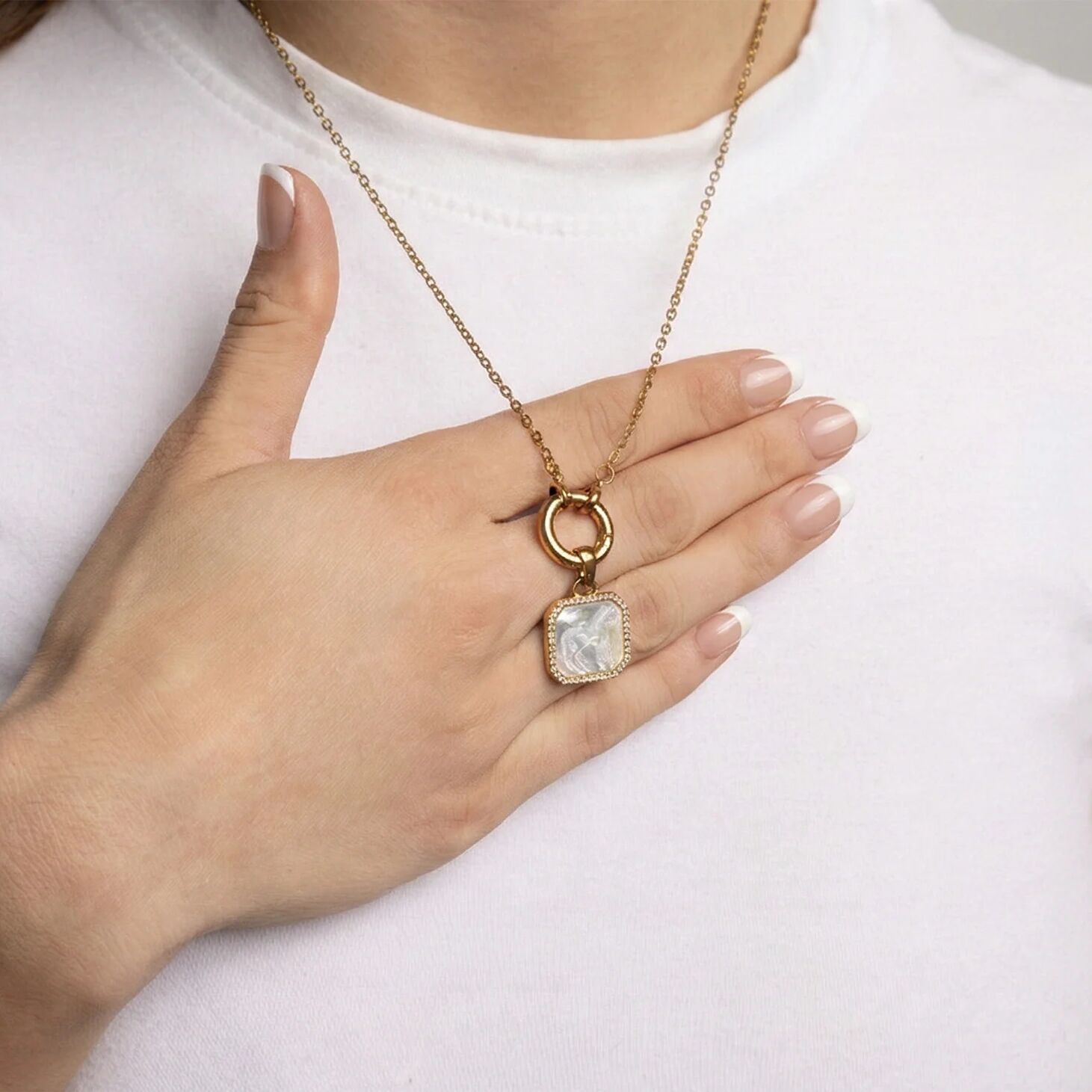 Gold Charm Holder Necklace – 18K Gold Plated Loop Chain | Durable Stainless Steel - Necklaces | Sunflower Soul Boutique