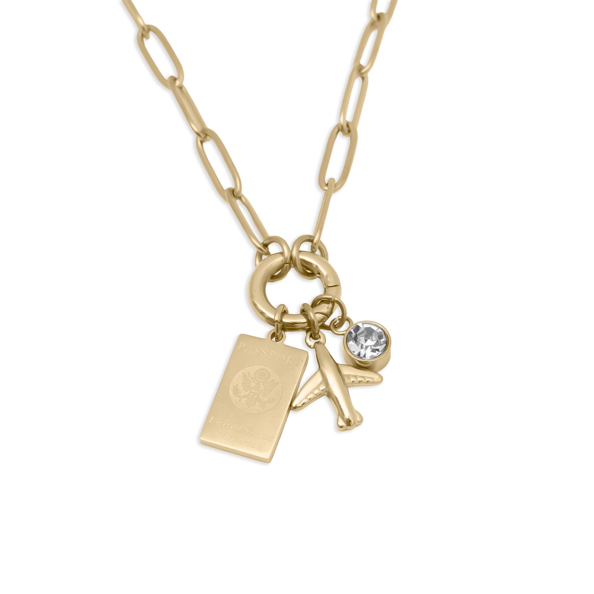Gold Charm Necklace – 18K Gold Jewelry Travel Charm Holder Gift Set - Charm Necklace | Sunflower Soul Boutique