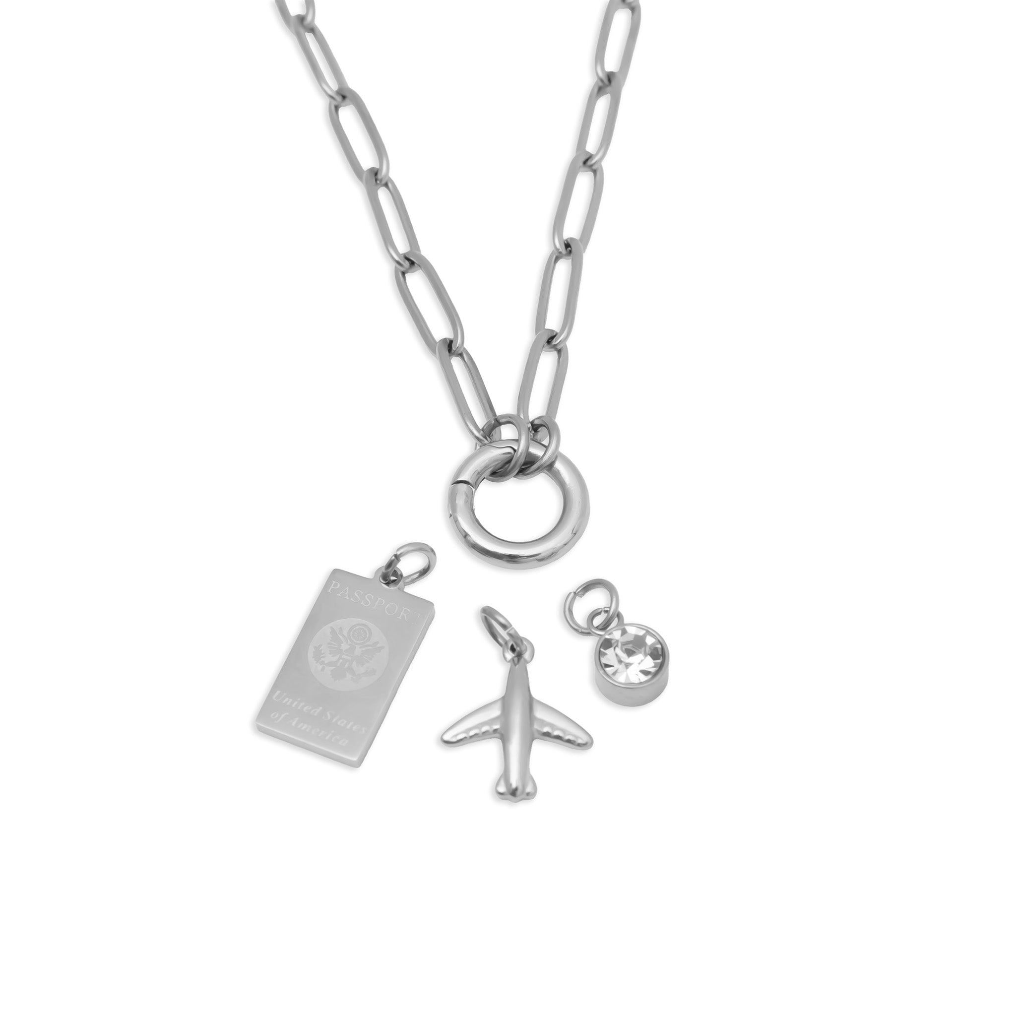 Gold Charm Necklace – 18K Gold Jewelry Travel Charm Holder Gift Set - Charm Necklace | Sunflower Soul Boutique