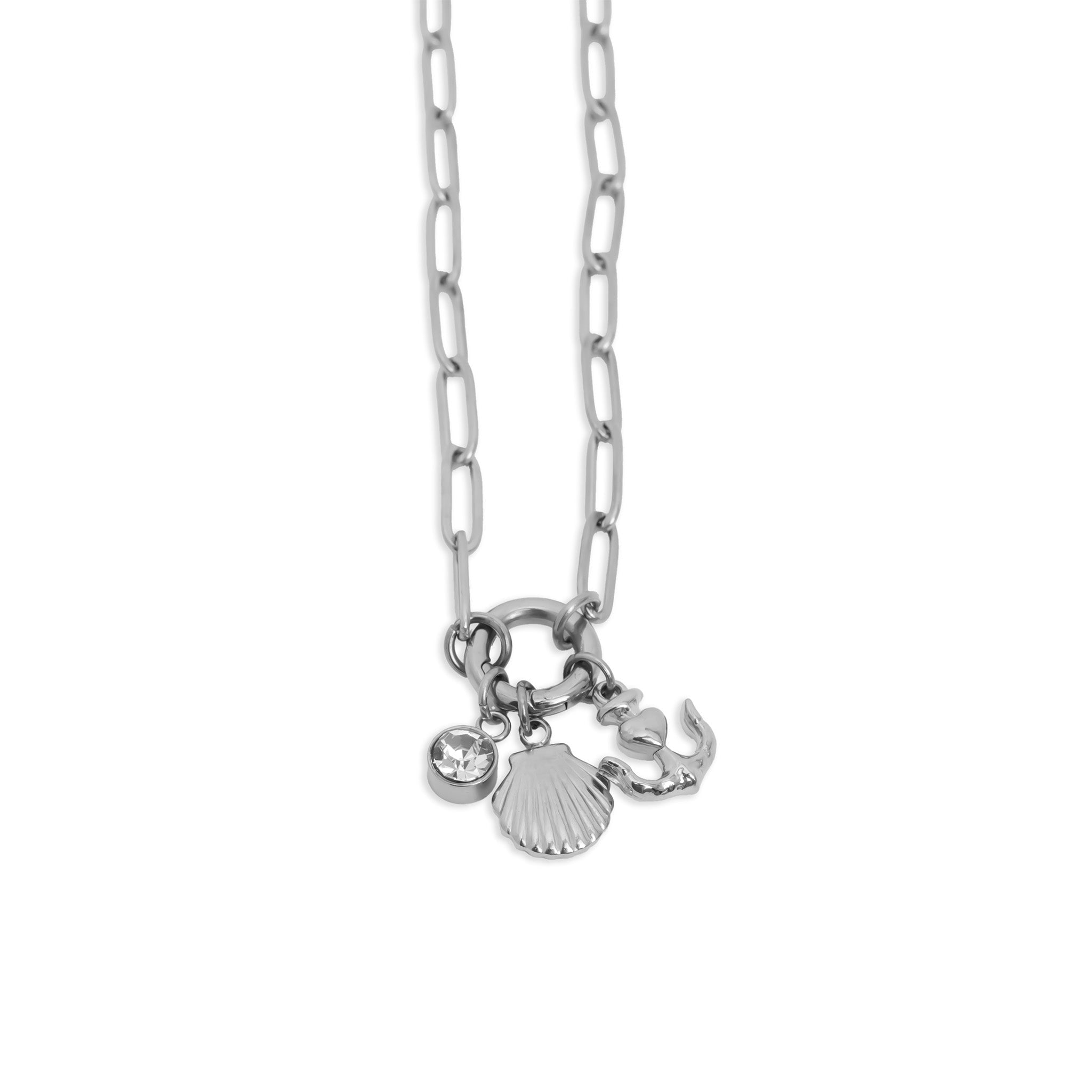 Gold Charm Necklace – Nautical Shell & Anchor Stainless Steel Jewelry Set - Charm Necklace | Sunflower Soul Boutique