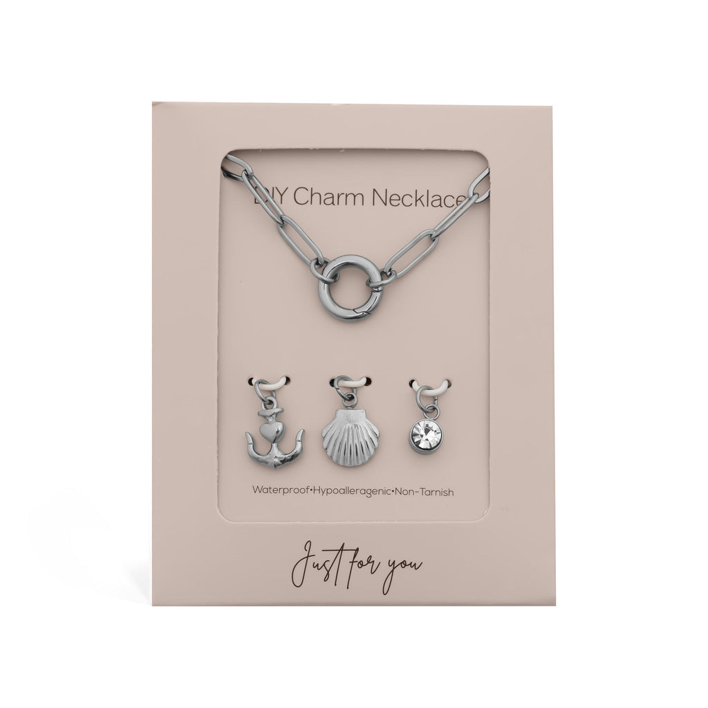 Gold Charm Necklace – Nautical Shell & Anchor Stainless Steel Jewelry Set - Charm Necklace | Sunflower Soul Boutique