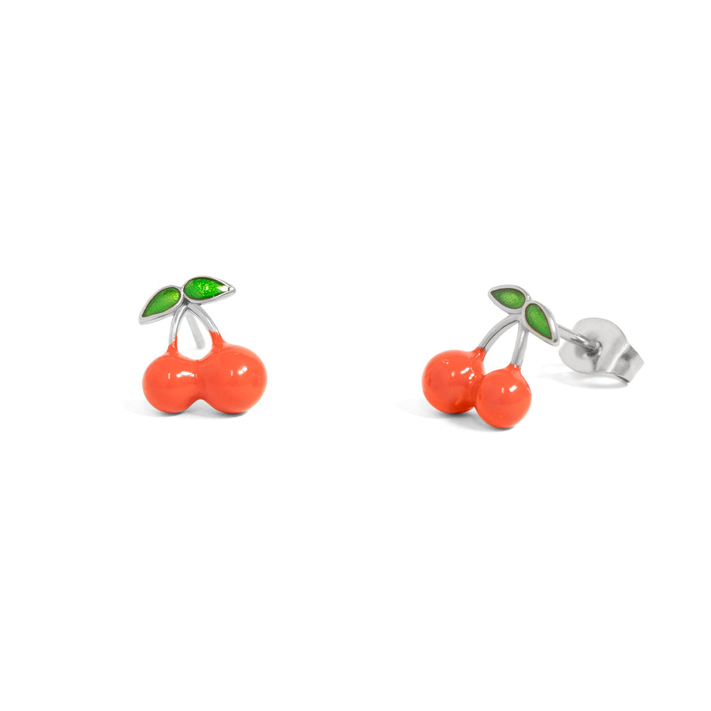 Gold Cherry Earrings – 18K Gold Stud Earrings | Hypoallergenic Stainless Steel Jewelry - Earring | Sunflower Soul Boutique