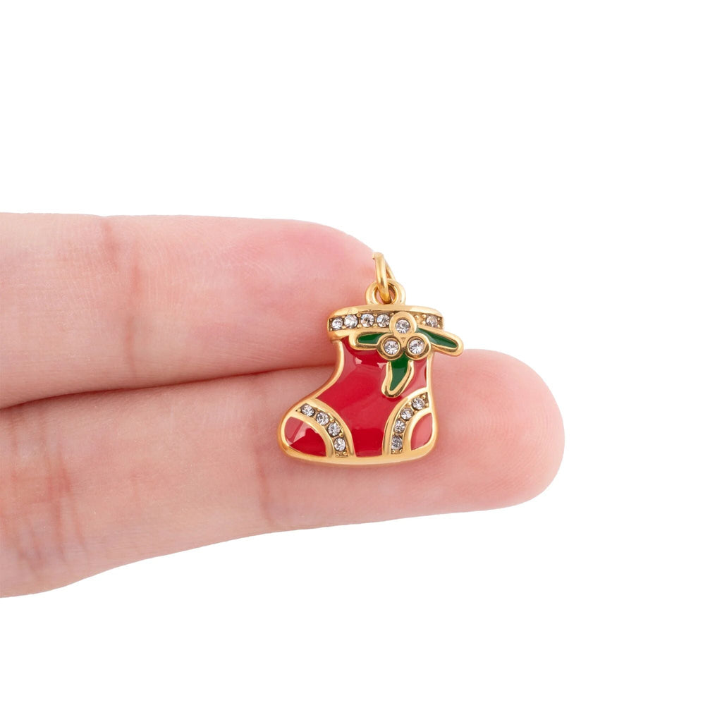 Wholesale Jewelry 18K Gold PVD Stainless Steel Stocking Charm- gold scale shot  