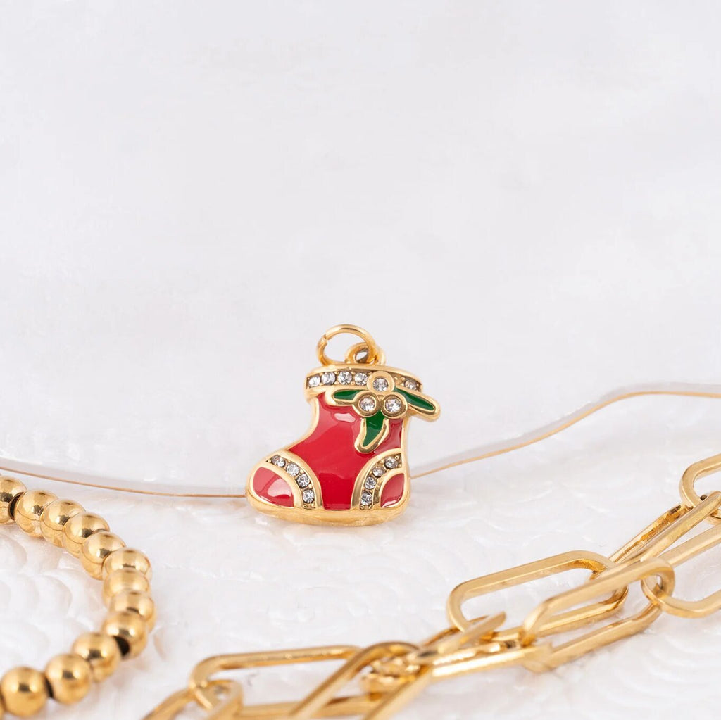Wholesale Jewelry 18K Gold PVD Stainless Steel Stocking Charm- gold studio 