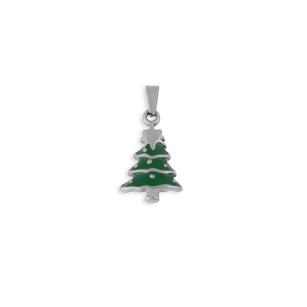 Wholesale Jewelry 18k Gold PVD Stainless Steel Christmas Tree Charm-silver main 
