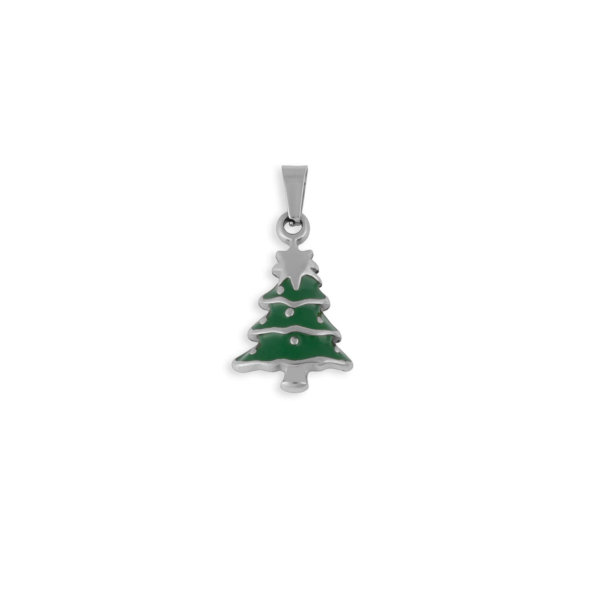 Wholesale Jewelry 18k Gold PVD Stainless Steel Christmas Tree Charm-silver main 