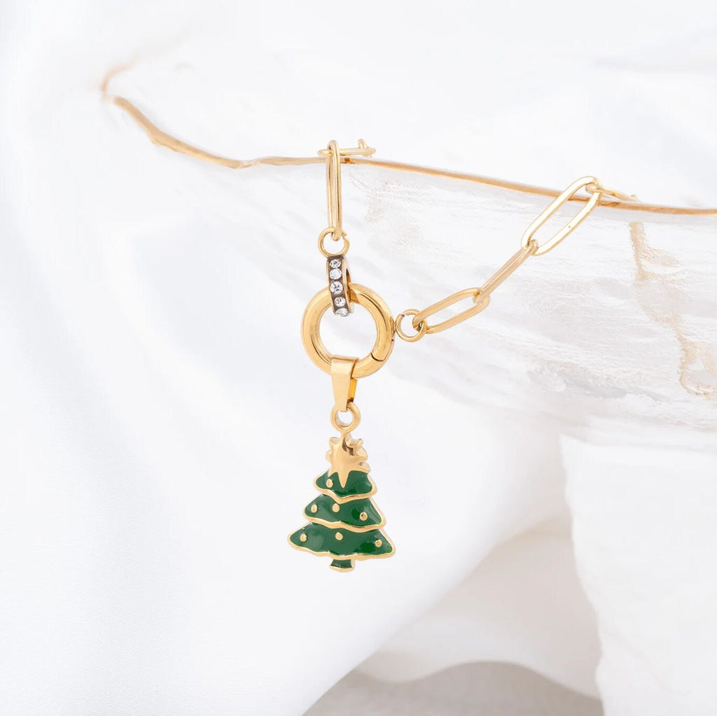 Wholesale Jewelry 18k Gold PVD Stainless Steel Christmas Tree Charm-gold studio 