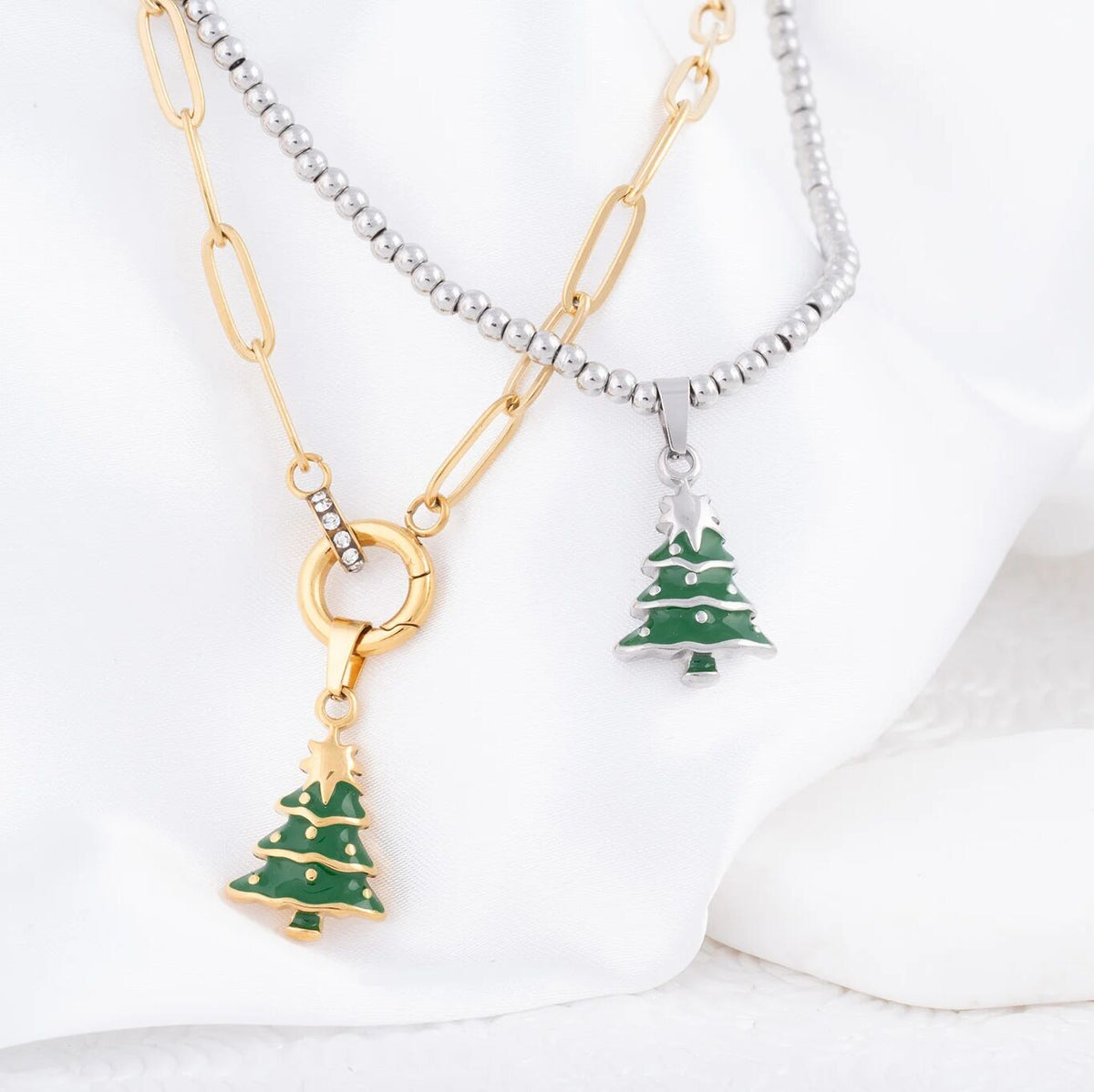 Wholesale Jewelry 18k Gold PVD Stainless Steel Christmas Tree Charm-gold and silver studio 
