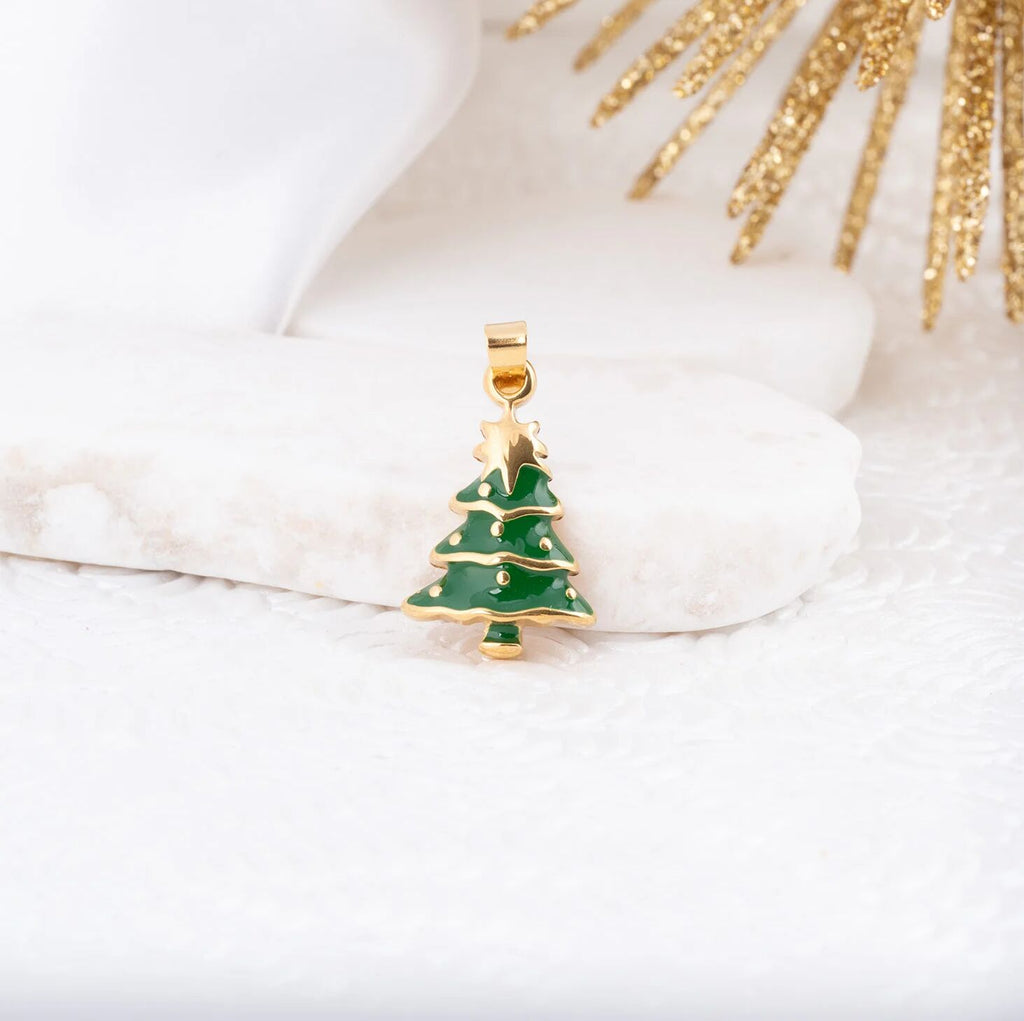 Wholesale Jewelry 18k Gold PVD Stainless Steel Christmas Tree Charm-gold studio 