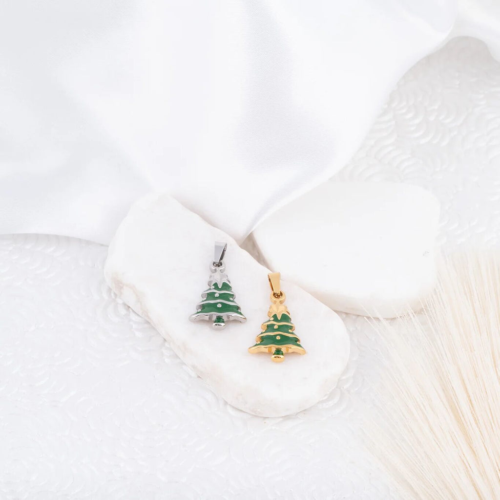 Wholesale Jewelry 18k Gold PVD Stainless Steel Christmas Tree Charm-gold and silver studio 