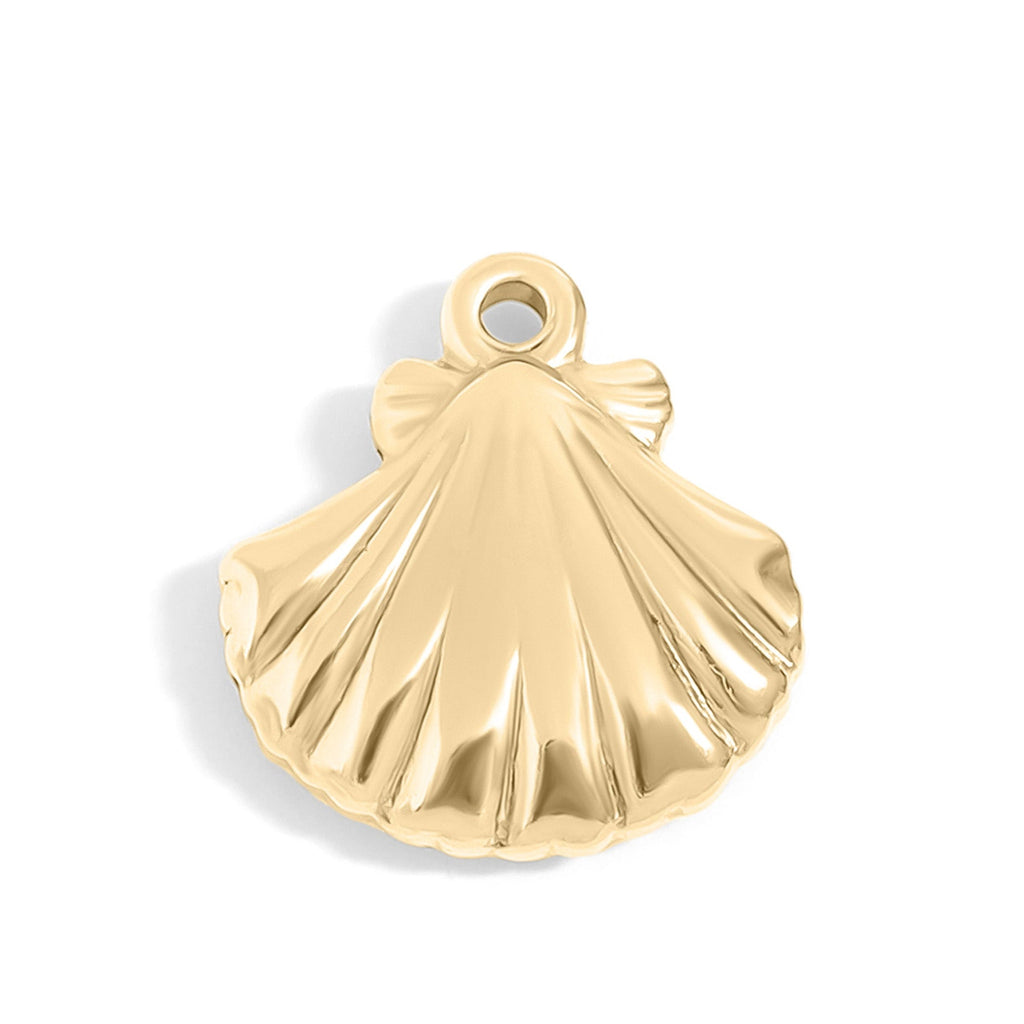 Gold Clam Shell Charm – 18K Gold PVD Coated Stainless Steel Pendant for Bracelets - charm | Sunflower Soul Boutique