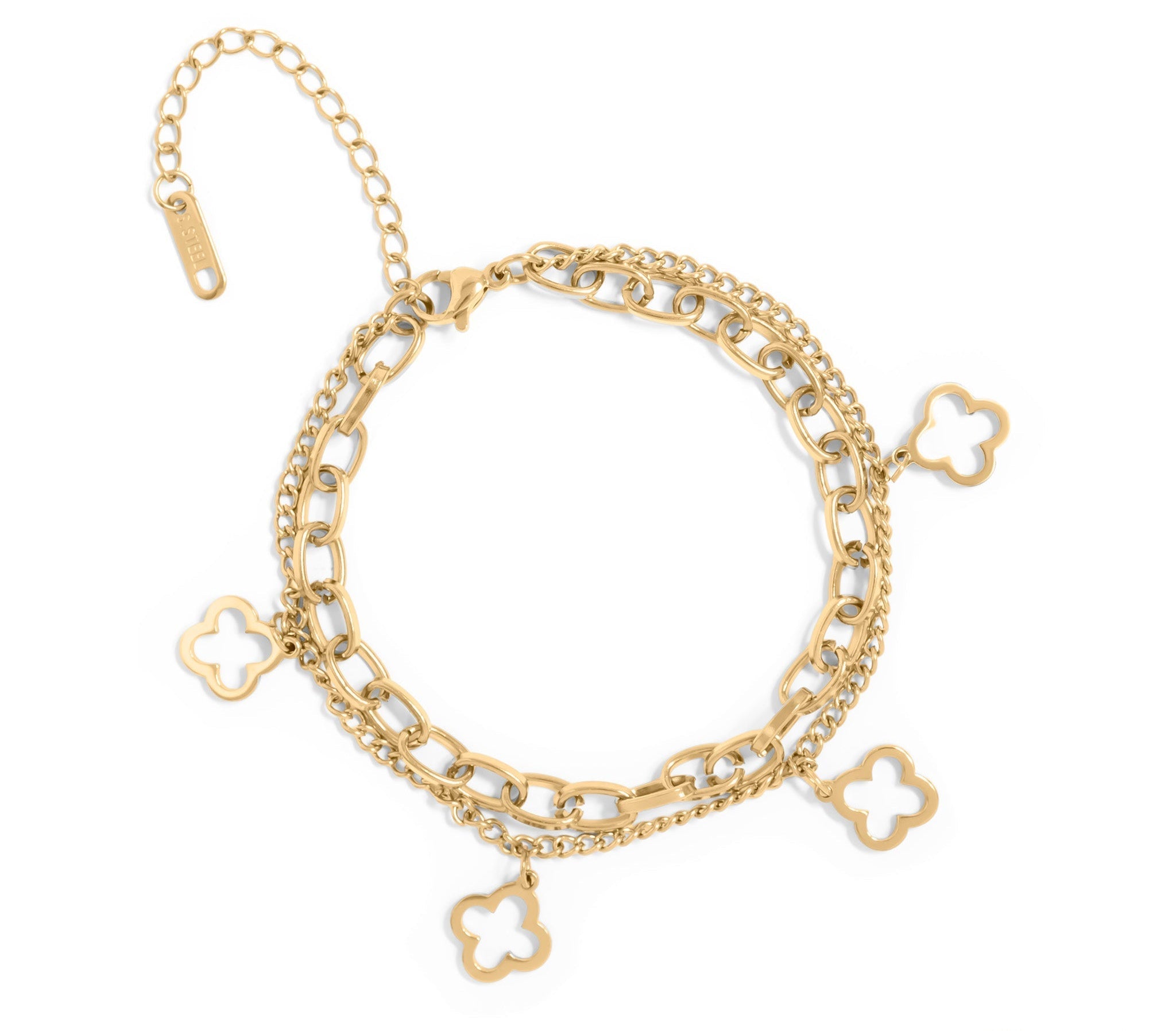 Gold Clover Charm Bracelet – 18K Gold Plated Dainty Chain, Hypoallergenic Jewelry - bracelet | Sunflower Soul Boutique