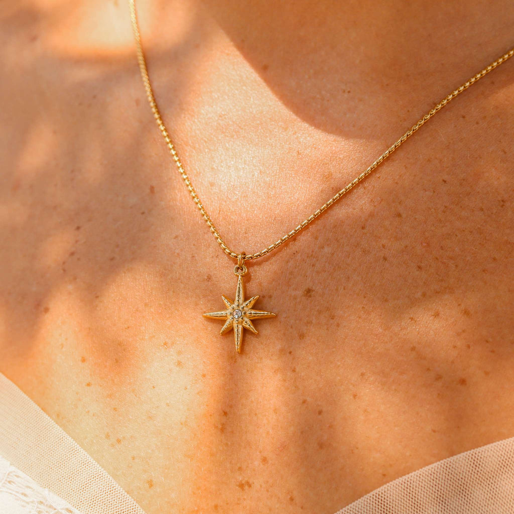 Gold Compass Pendant – 18K Gold Plated Cubic Zirconia Nautical Charm - charm | Sunflower Soul Boutique