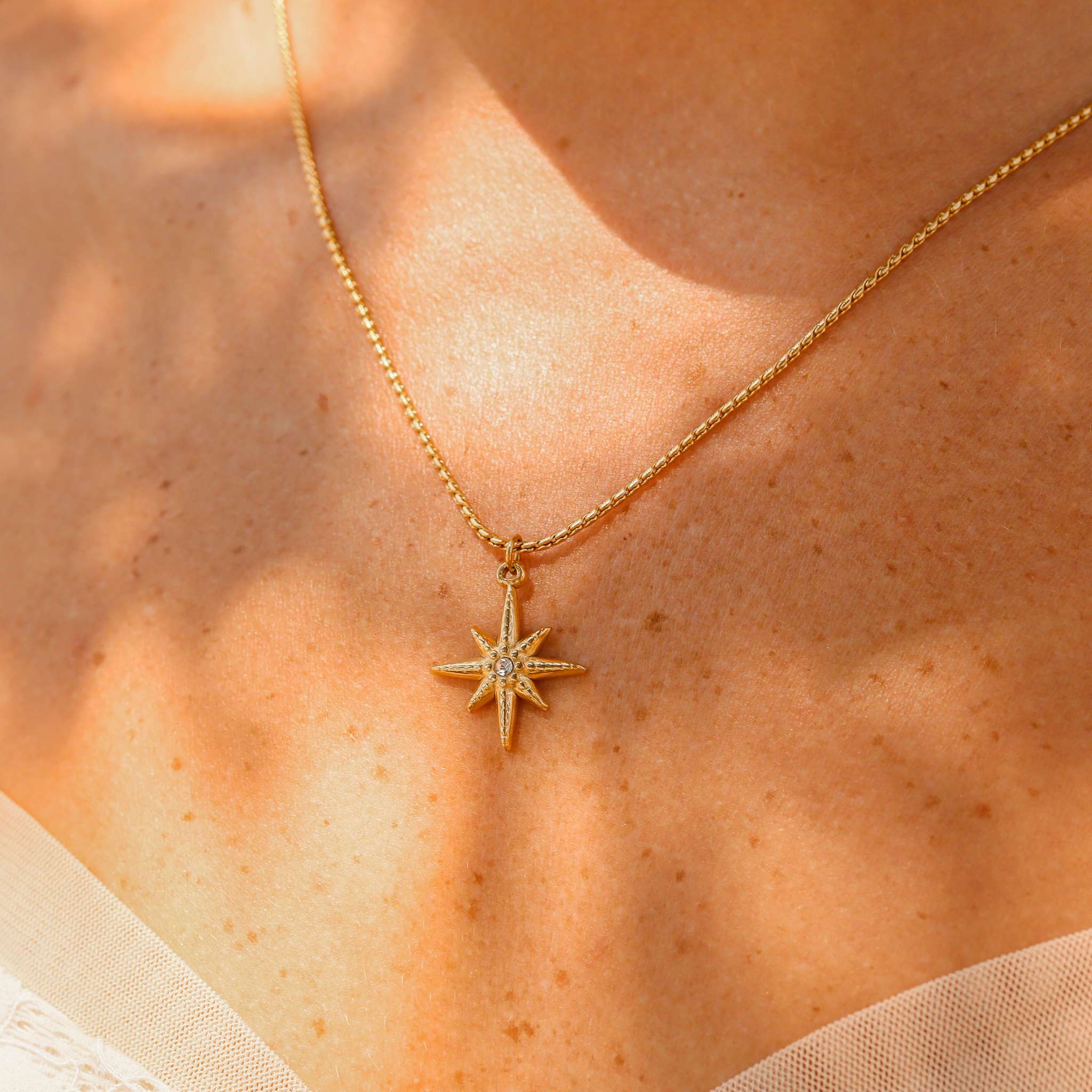Gold Compass Pendant – 18K Gold Plated Cubic Zirconia Nautical Charm - charm | Sunflower Soul Boutique