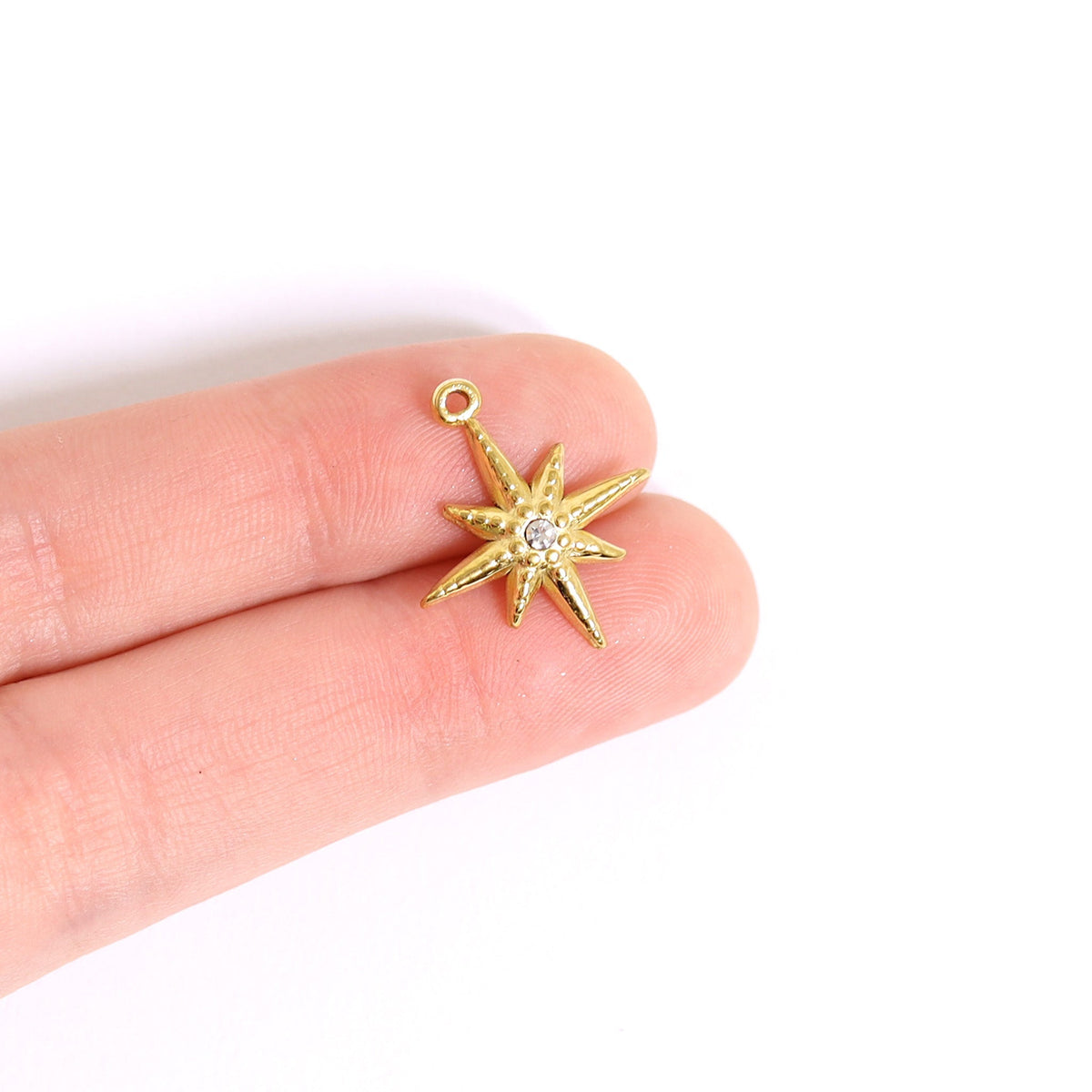 Gold Compass Pendant – 18K Gold Plated Cubic Zirconia Nautical Charm - charm | Sunflower Soul Boutique