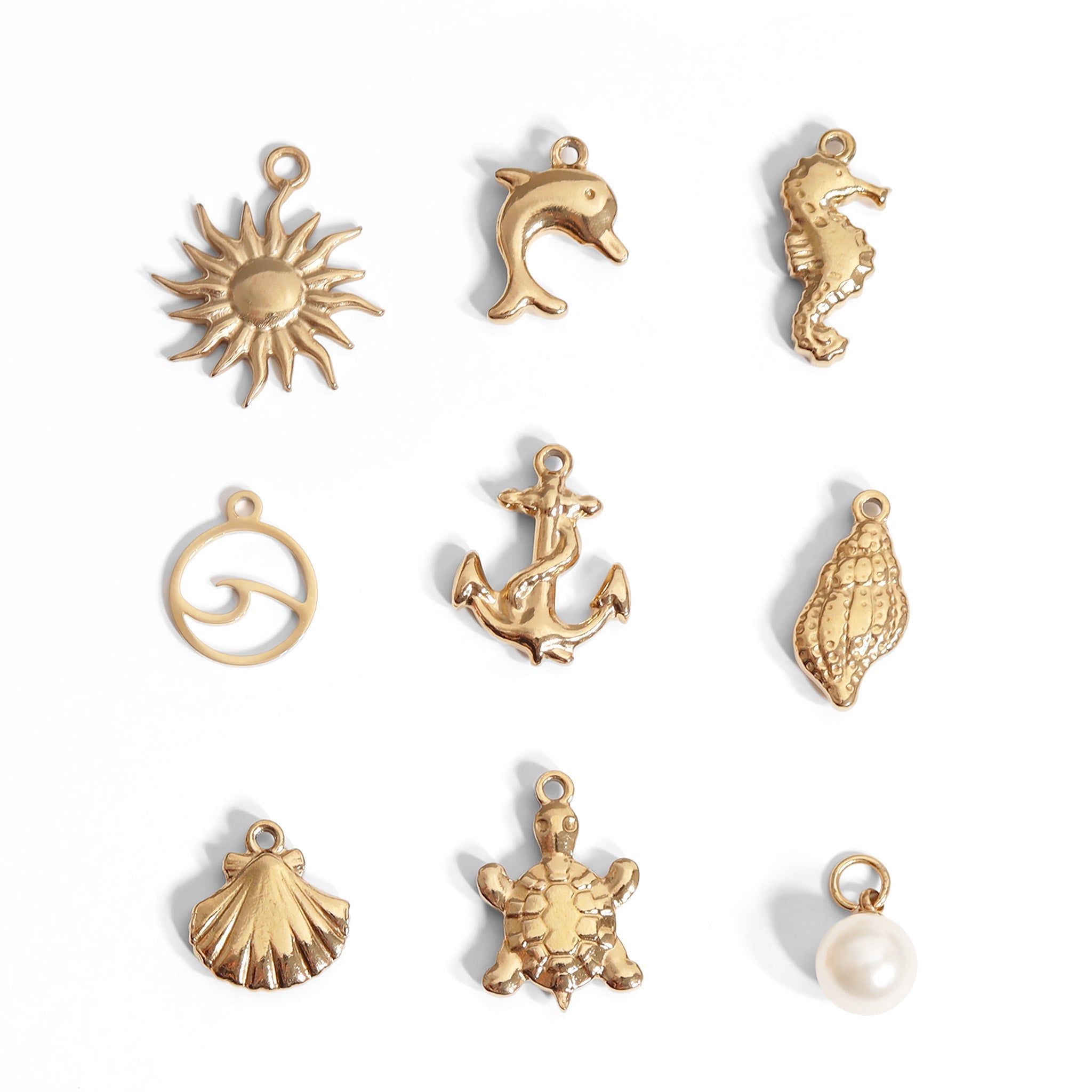 Gold Conch Charm – 18K Gold PVD Coated Stainless Steel Seashell Pendant - charm | Sunflower Soul Boutique