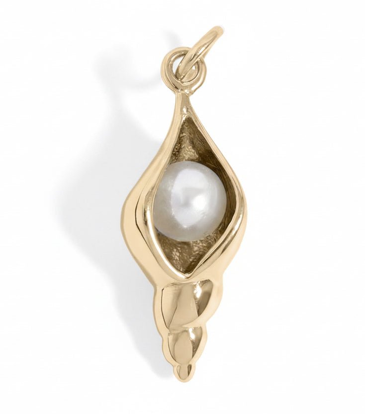 Gold Conch Shell Charm – 18K Gold Pendant Necklace | Waterproof Marine Jewelry - charm | Sunflower Soul Boutique