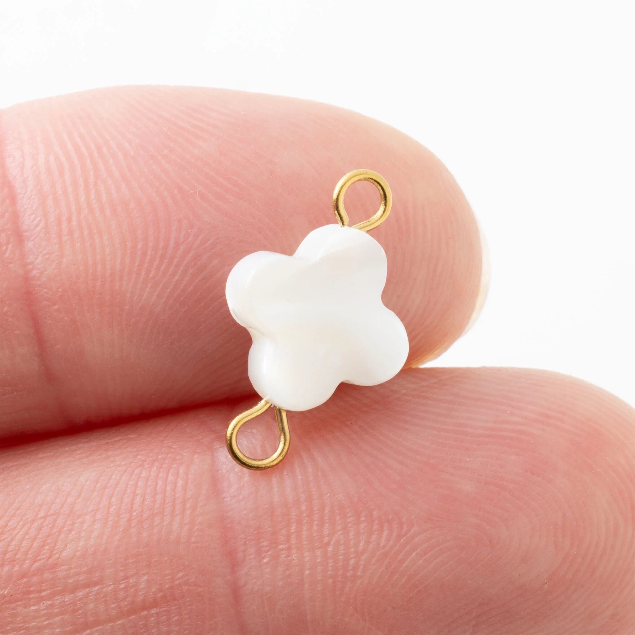 Gold Connector Charm – Floral Mother of Pearl Jewelry Connector Piece | Hypoallergenic PVD Gold - Charms | Sunflower Soul Boutique