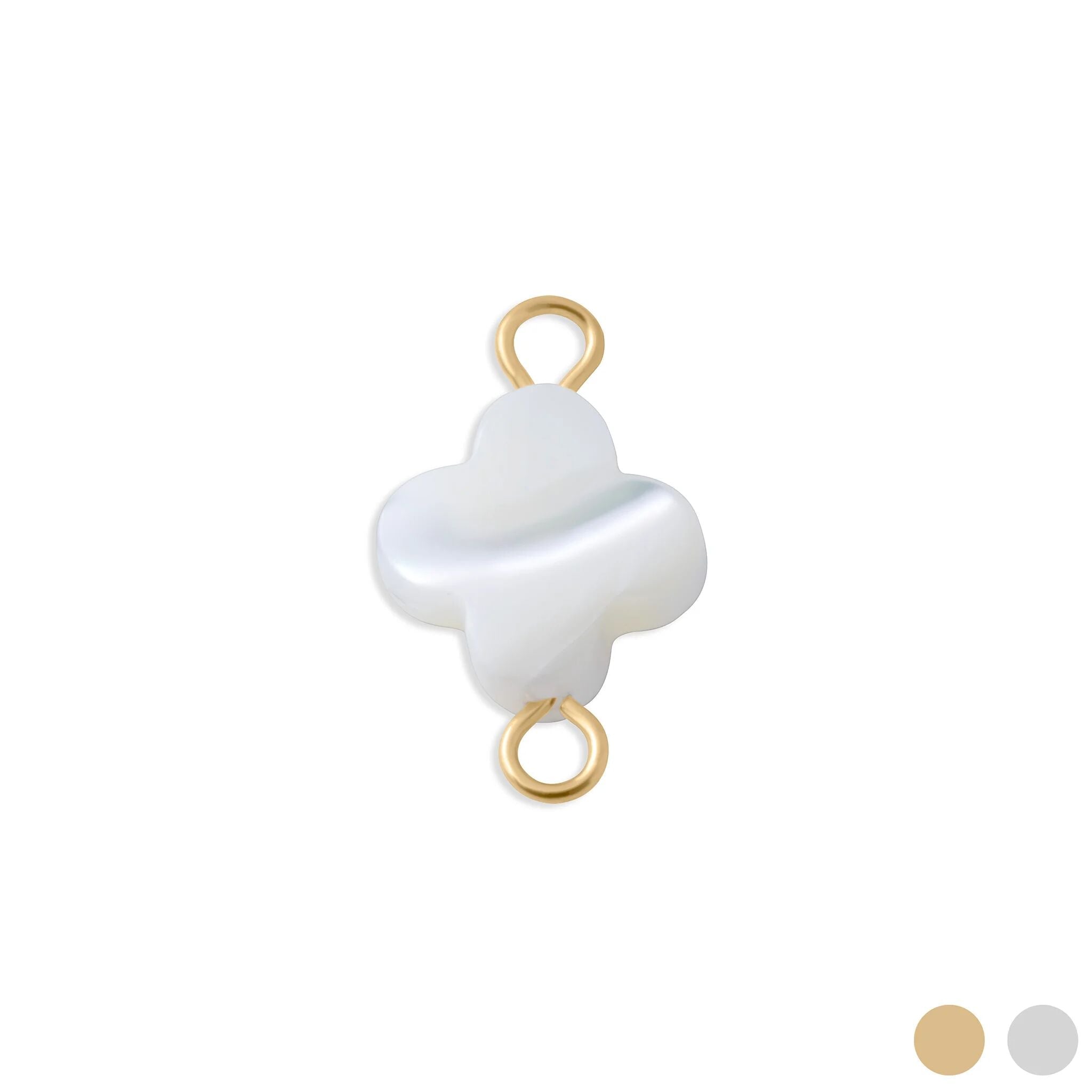 Gold Connector Charm – Floral Mother of Pearl Jewelry Connector Piece | Hypoallergenic PVD Gold - Charms | Sunflower Soul Boutique