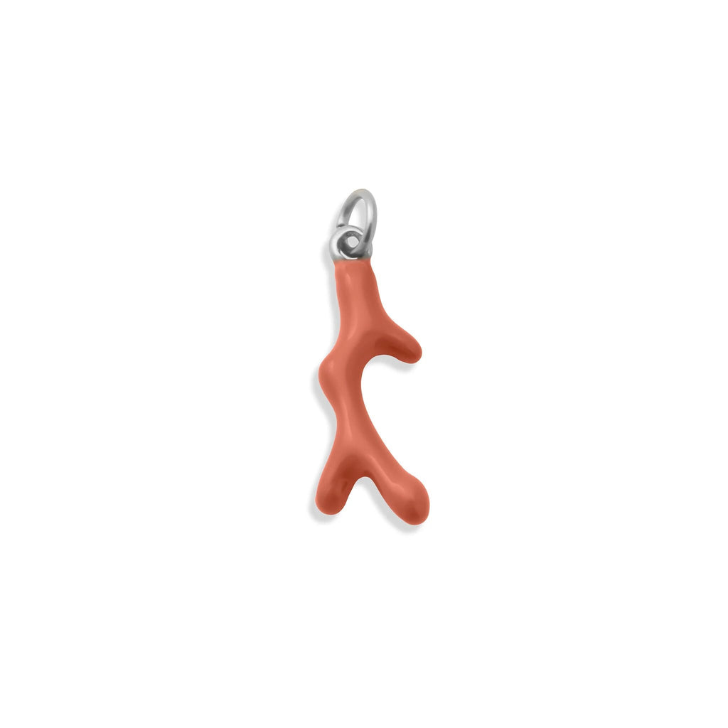 18K Gold PVD Stainless Steel Epoxy Coral Charm- silver main 