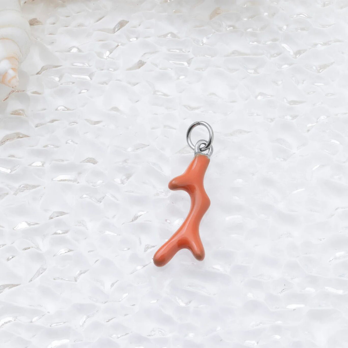 18K Gold PVD Stainless Steel Epoxy Coral Charm- silver studio 