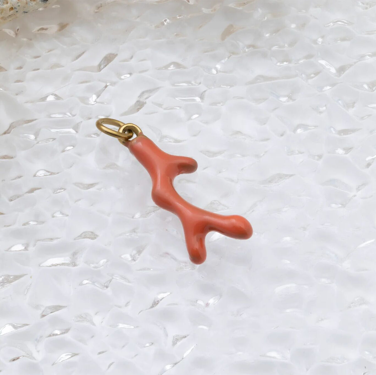18K Gold PVD Stainless Steel Epoxy Coral Charm- gold studio 