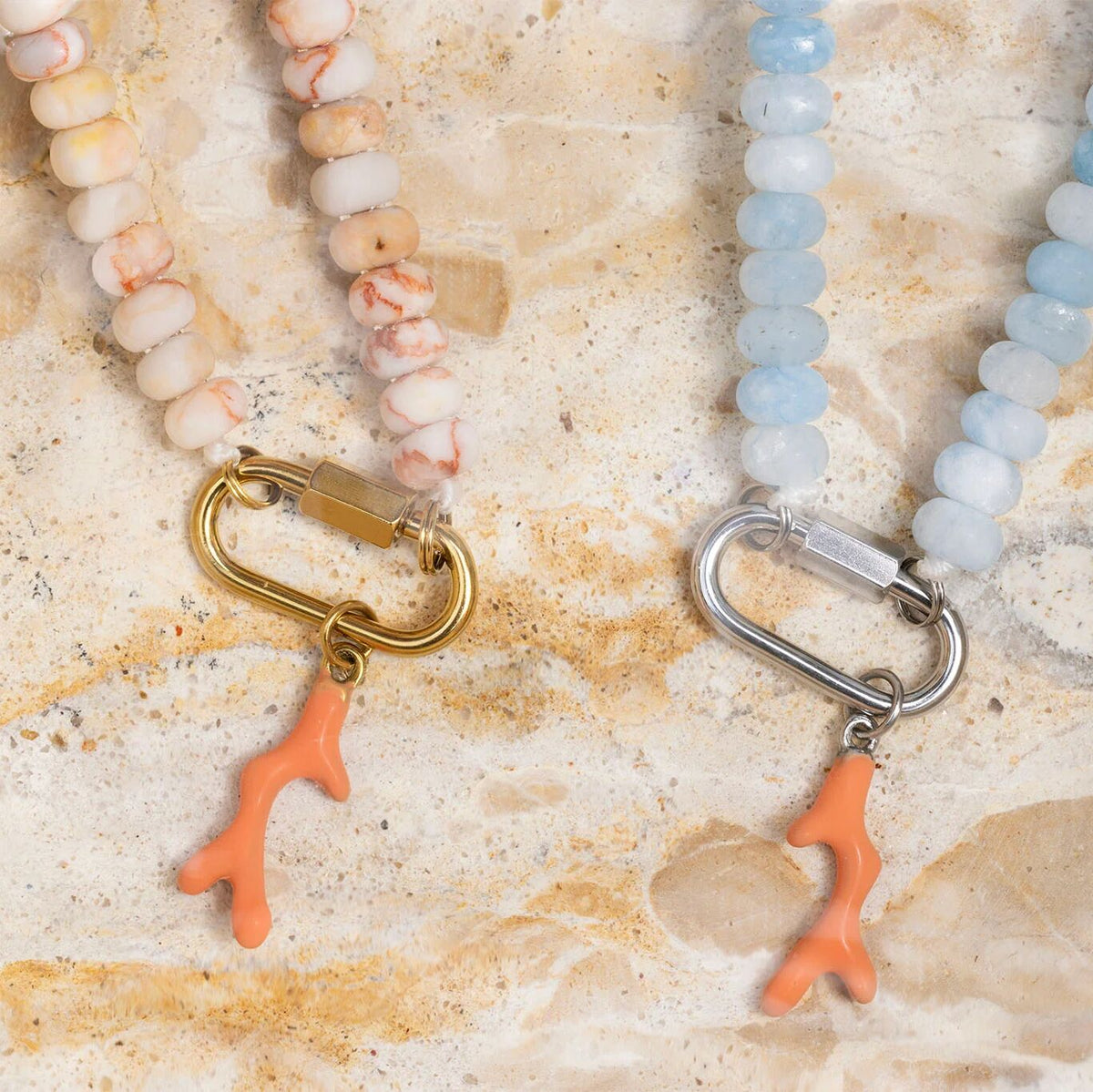 18K Gold PVD Stainless Steel Epoxy Coral Charm- gold and silver studio
