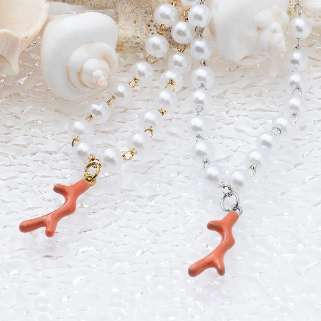 18K Gold PVD Stainless Steel Epoxy Coral Charm- gold and silver studio 