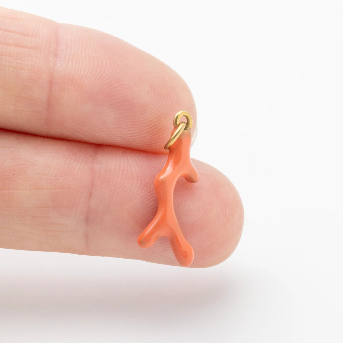 18K Gold PVD Stainless Steel Epoxy Coral Charm- gold scale shot 