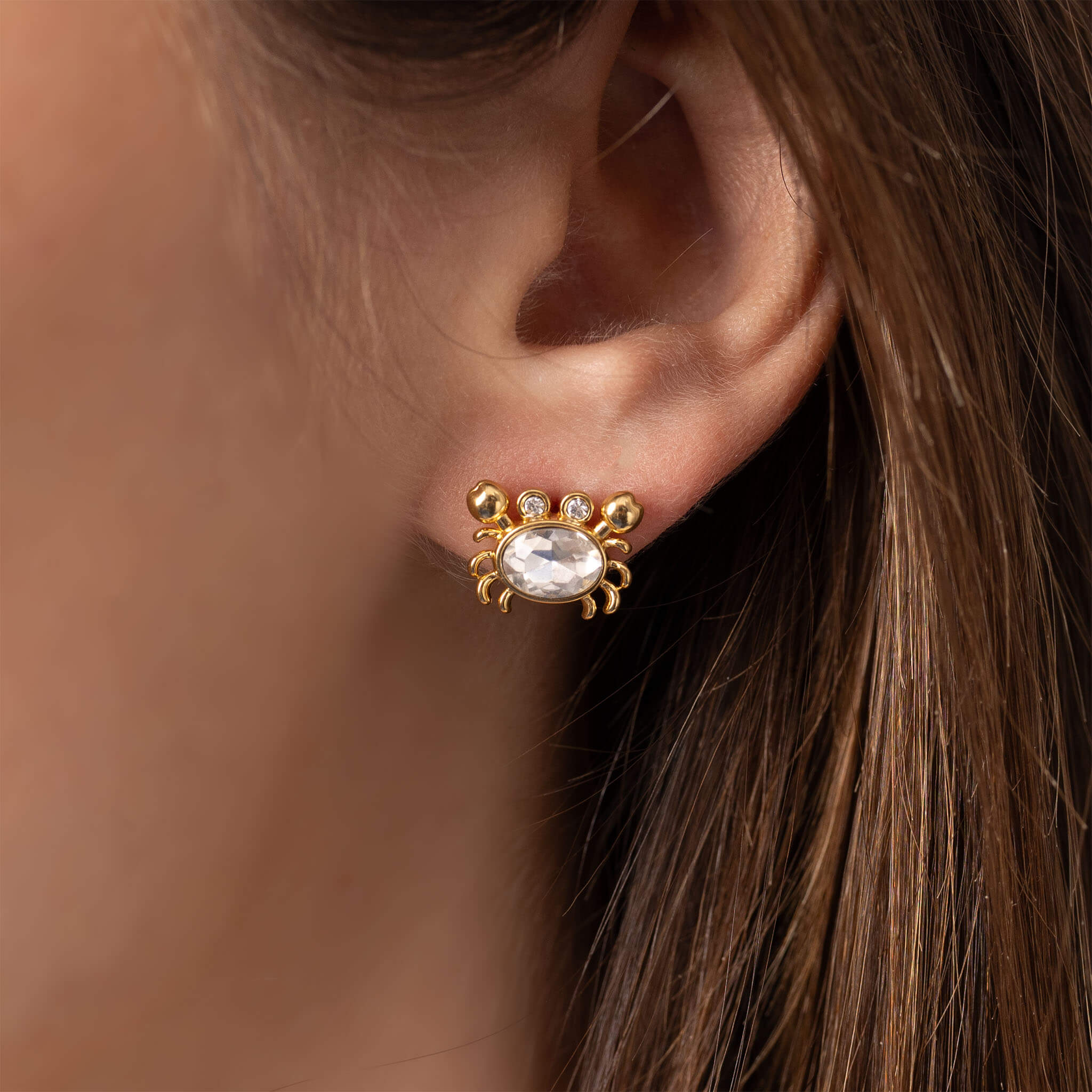 Gold Crab Earrings – Stone Crab Studs in 18K Stainless Steel | Coastal Jewelry - Earrings | Sunflower Soul Boutique