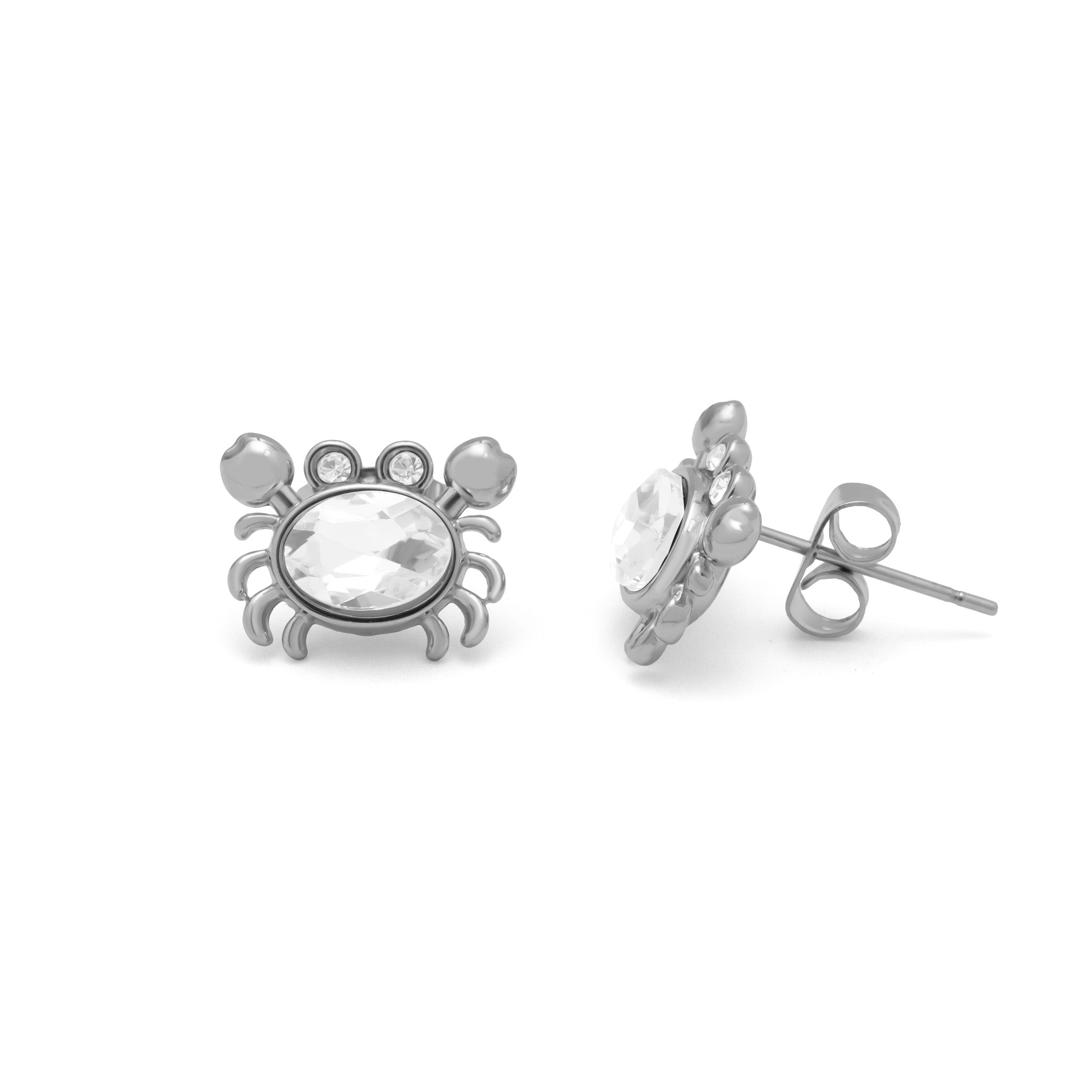 Gold Crab Earrings – Stone Crab Studs in 18K Stainless Steel | Coastal Jewelry - Earrings | Sunflower Soul Boutique