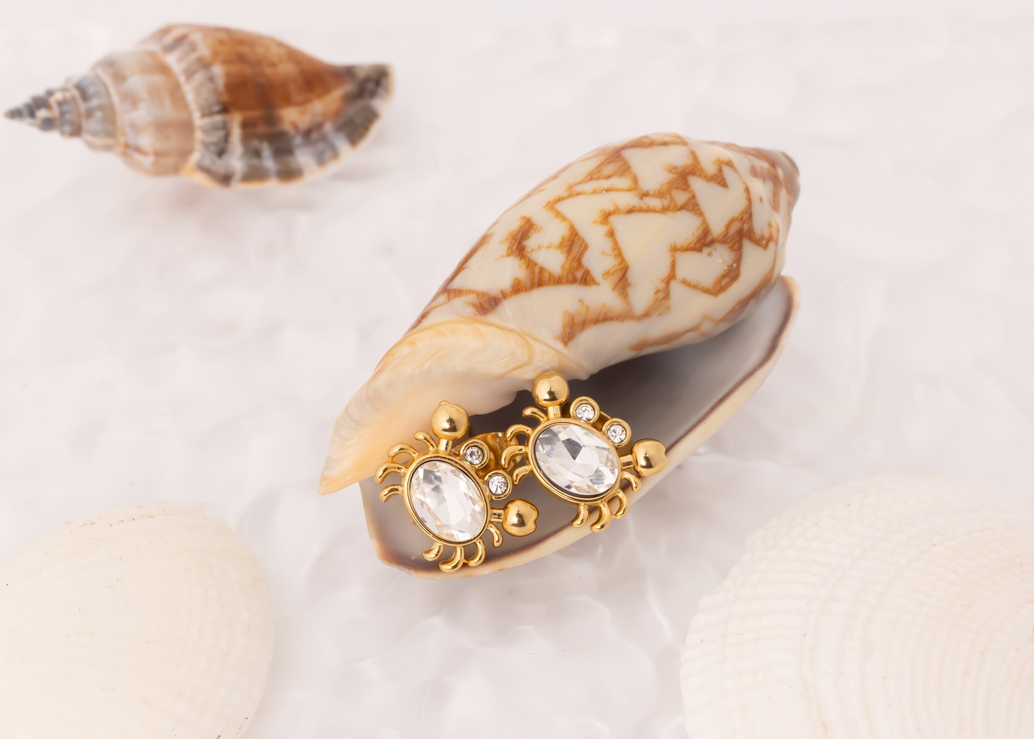Gold Crab Earrings – Stone Crab Studs in 18K Stainless Steel | Coastal Jewelry - Earrings | Sunflower Soul Boutique