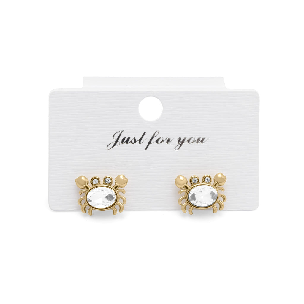 Gold Crab Earrings – Stone Crab Studs in 18K Stainless Steel | Coastal Jewelry - Earrings | Sunflower Soul Boutique