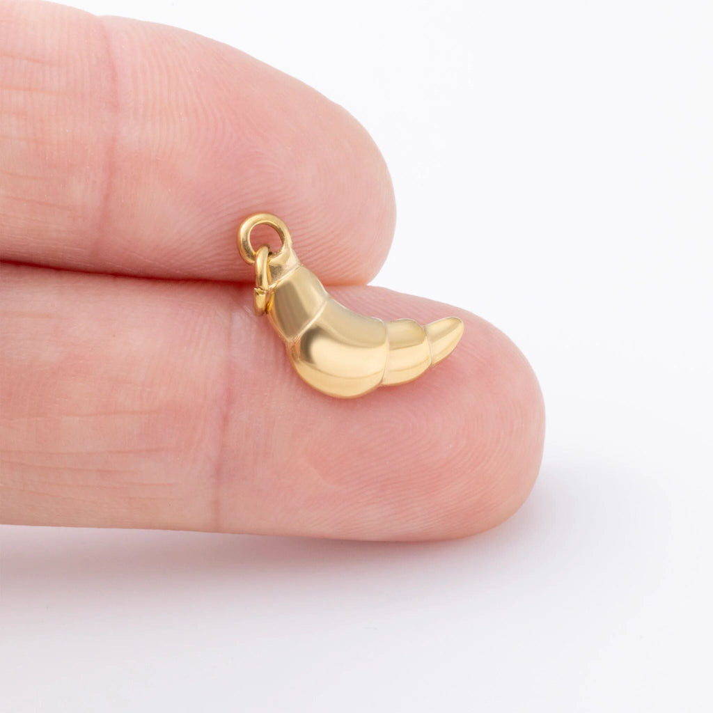 Gold Croissant Charm – 18K Gold Charm Pendant | Lightweight Stainless Steel Accessory - Charms | Sunflower Soul Boutique