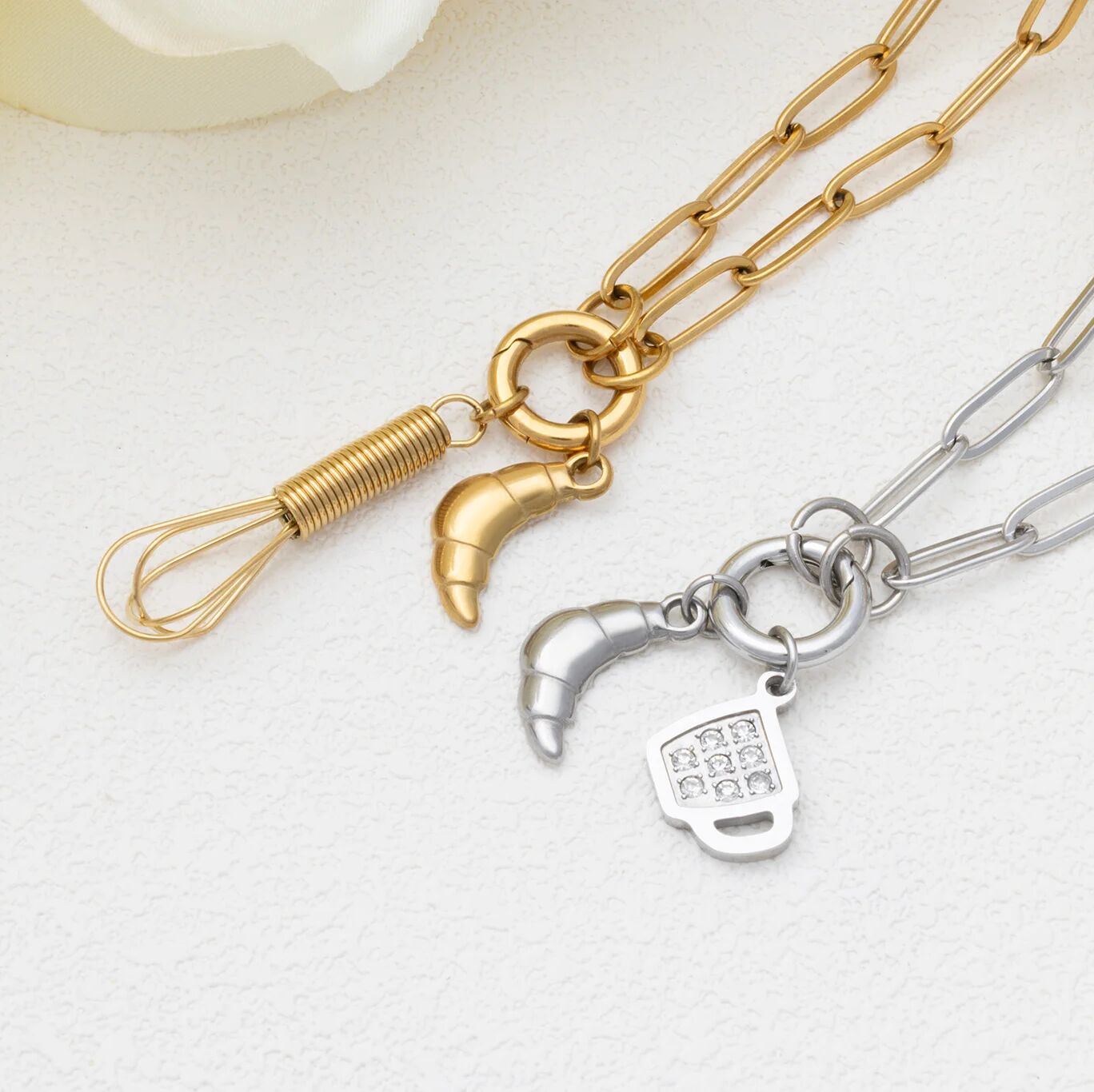 Gold Croissant Charm – 18K Gold Charm Pendant | Lightweight Stainless Steel Accessory - Charms | Sunflower Soul Boutique