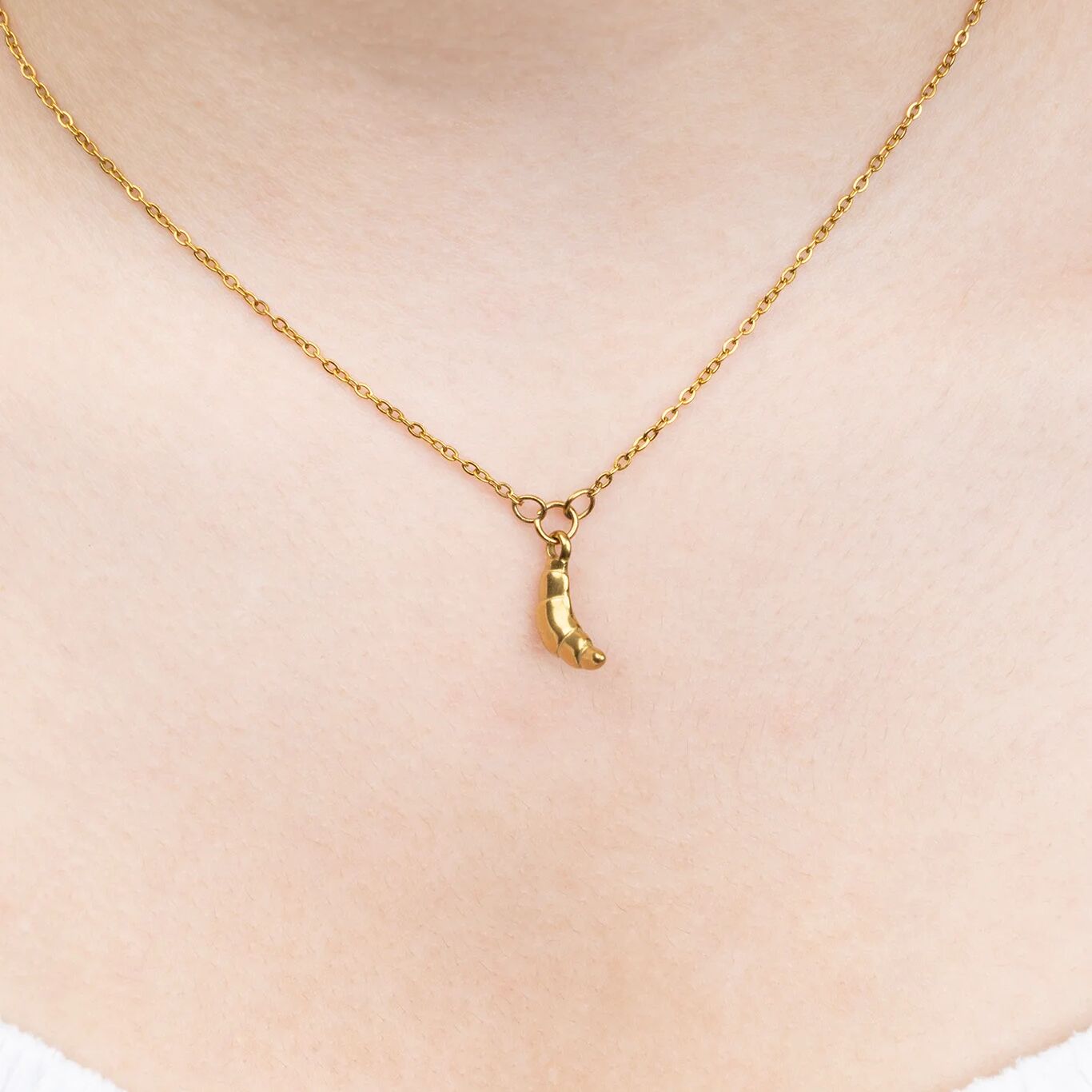 Gold Croissant Charm – 18K Gold Charm Pendant | Lightweight Stainless Steel Accessory - Charms | Sunflower Soul Boutique