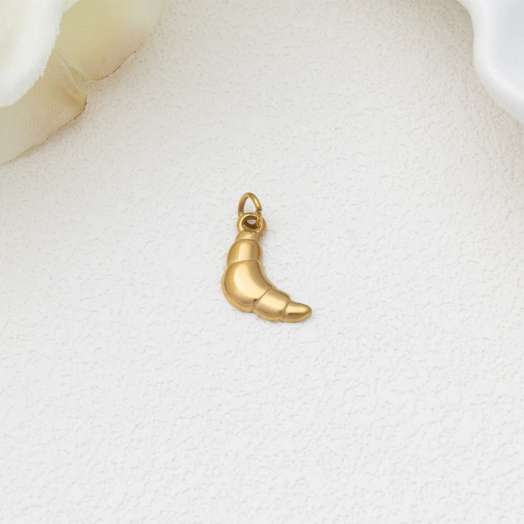 Gold Croissant Charm – 18K Gold Charm Pendant | Lightweight Stainless Steel Accessory - Charms | Sunflower Soul Boutique