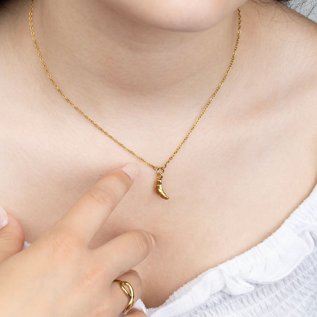 Gold Croissant Charm – 18K Gold Charm Pendant | Lightweight Stainless Steel Accessory - Charms | Sunflower Soul Boutique