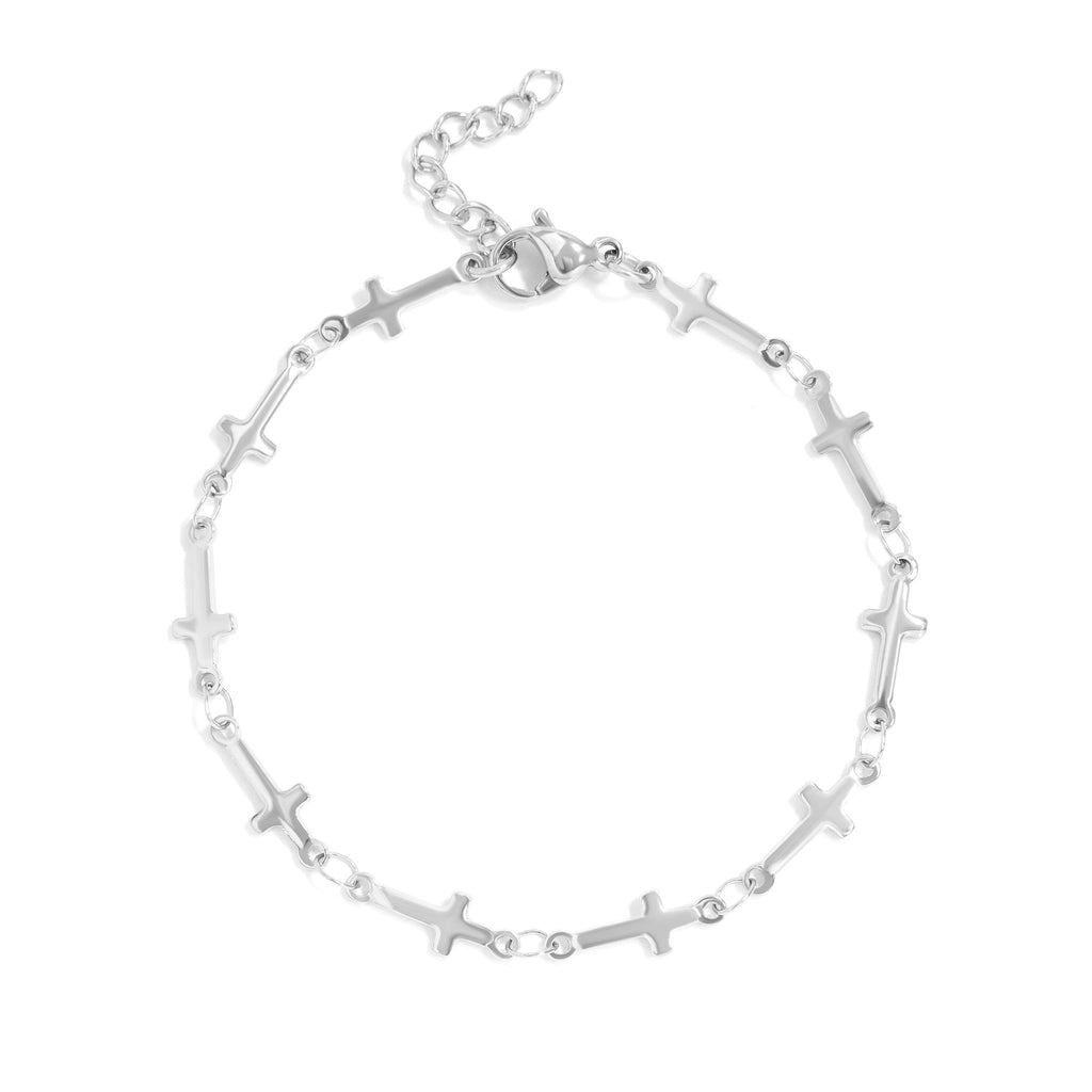 Gold Cross Bracelet – 18K Gold Jewelry | Hypoallergenic Stainless Steel Chain Link - Bracelets | Sunflower Soul Boutique